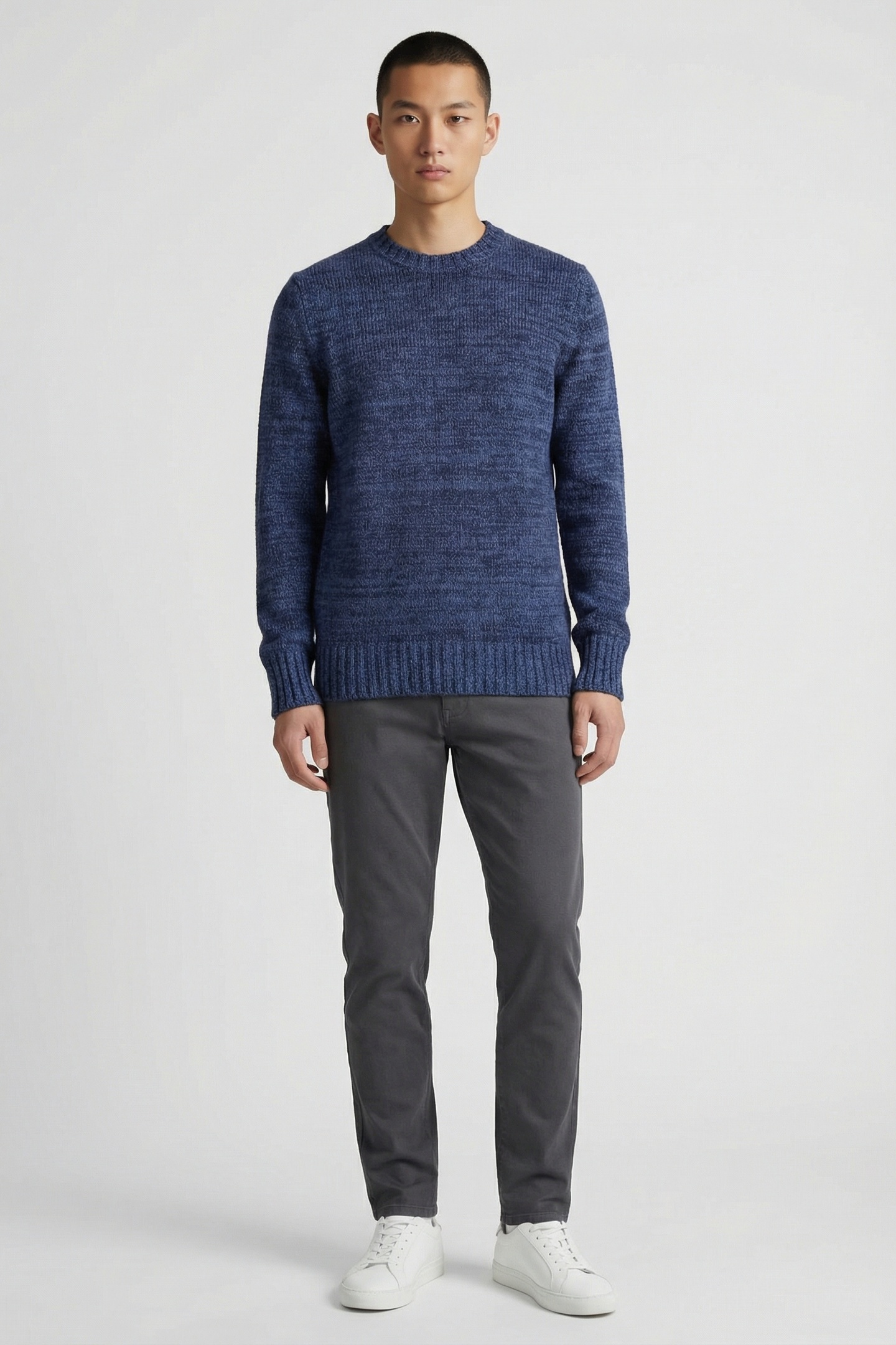 MULTI MARL CREW NECK JUMPER DARK NAVY MARL by Lyle & Scott