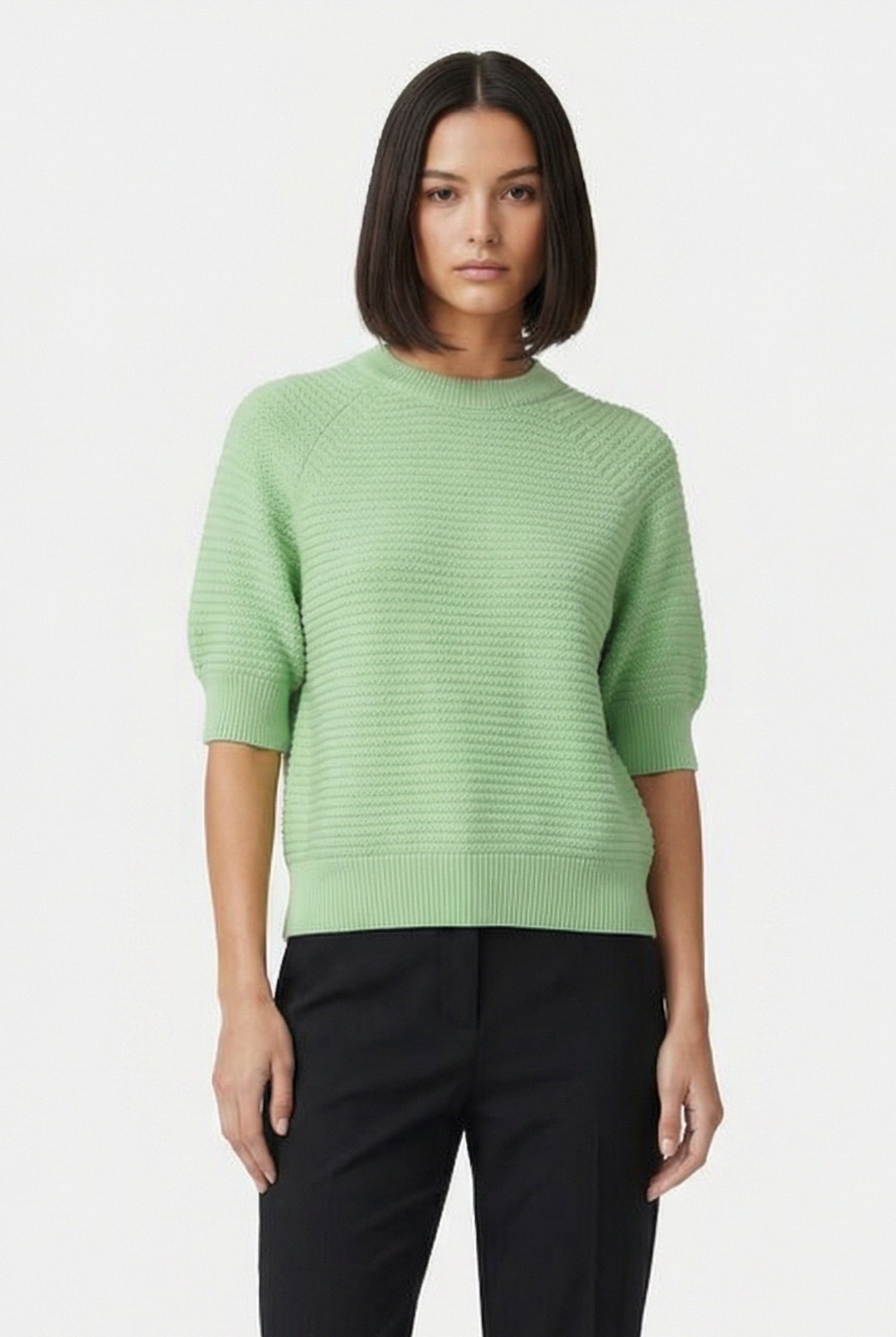 LILY SS HIGH NECK TOP APPLE GREEN by French Connection