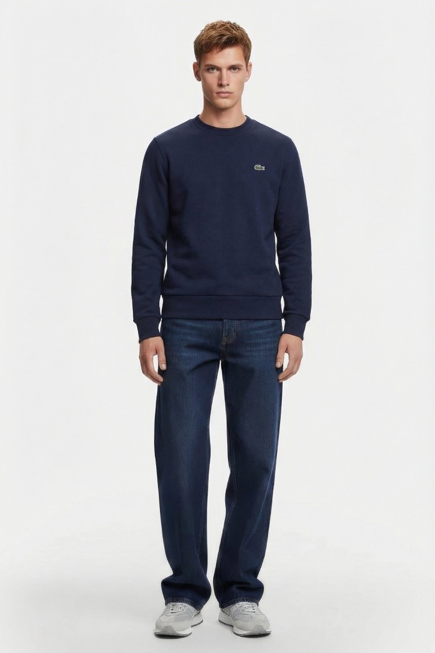 FLEECE CREW NECK SWEATSHIRT NAVY BLUE 1