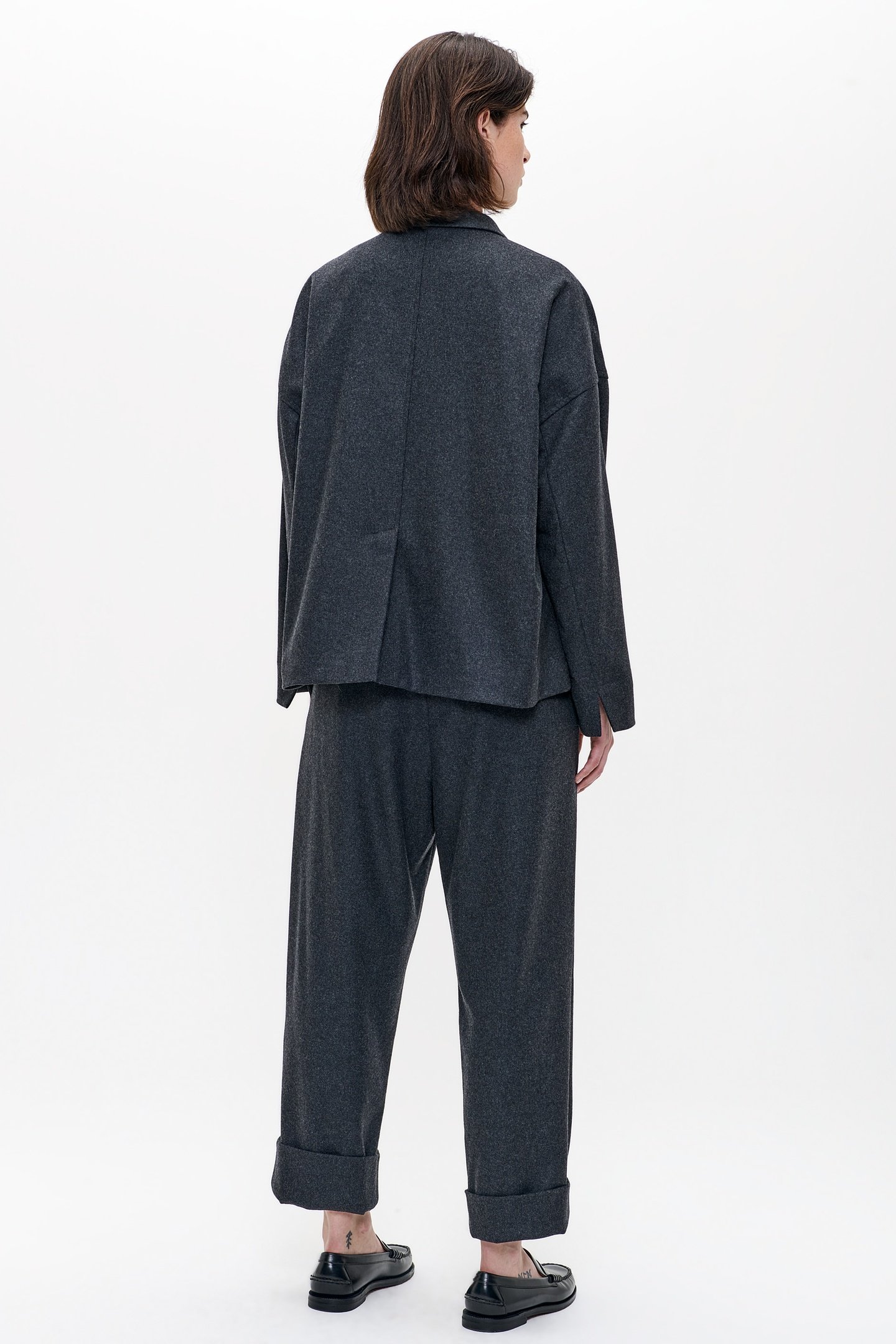 RECYCLED WOOL BOXY JACKET DEEP CHARCOAL 5