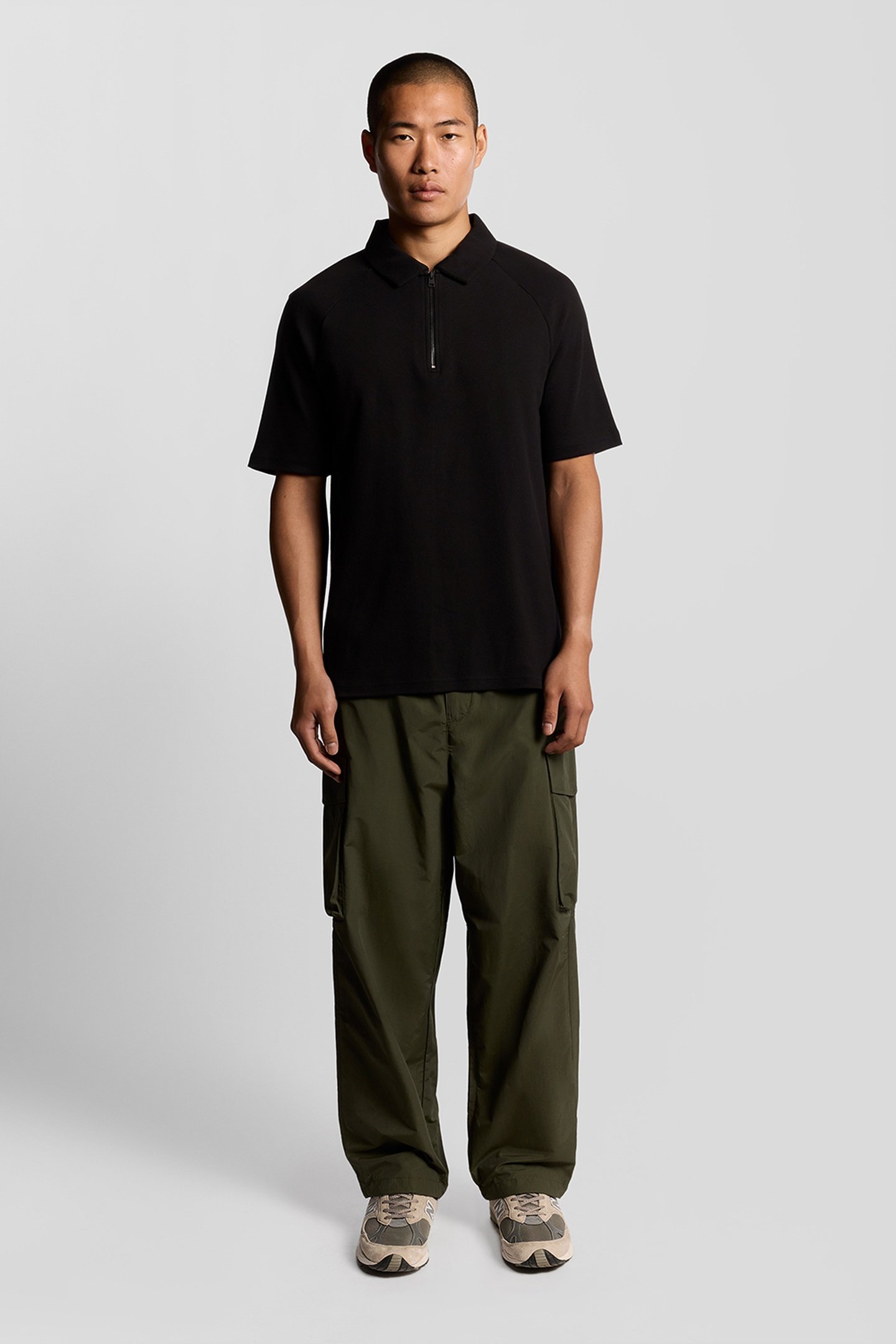 INTERLOCK ZIPPED POLO SHIRT JET BLACK by Lyle & Scott