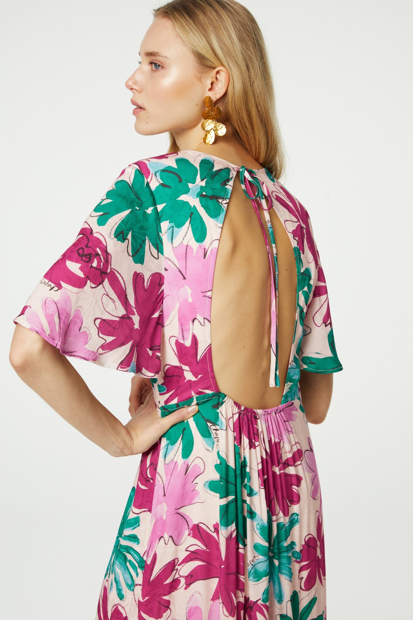 CECILIE DRESS WARM WHITE/PINK FROL 3