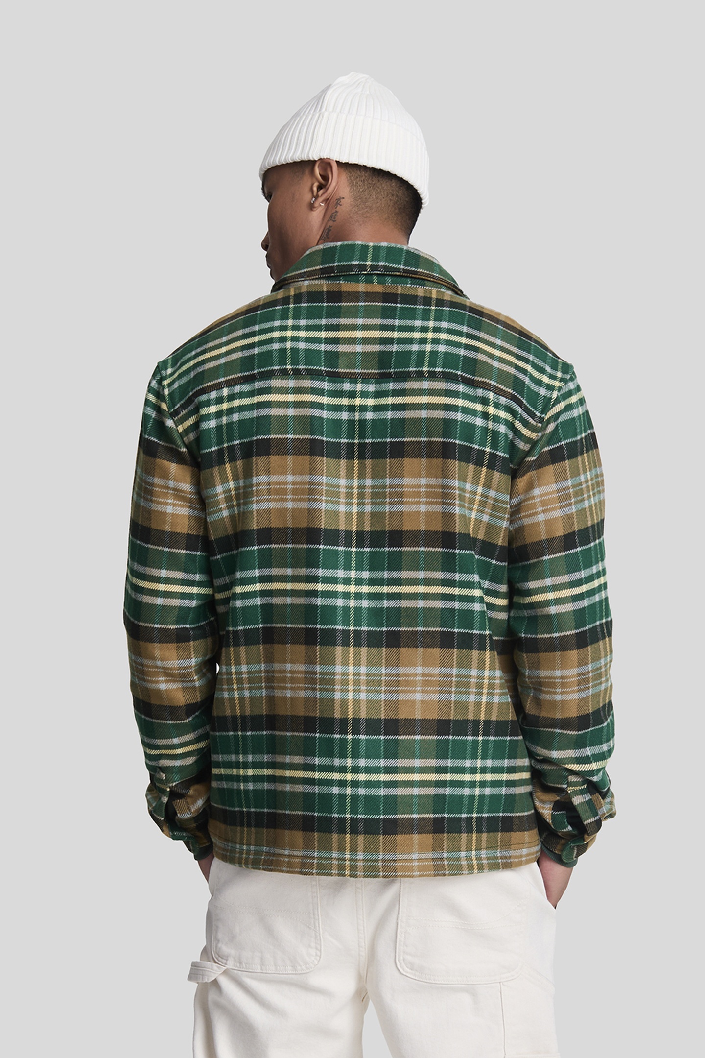 CHECK FLANNEL OVERSHIRT ARGYLE TEAL/HERITAGE TAUPE 3