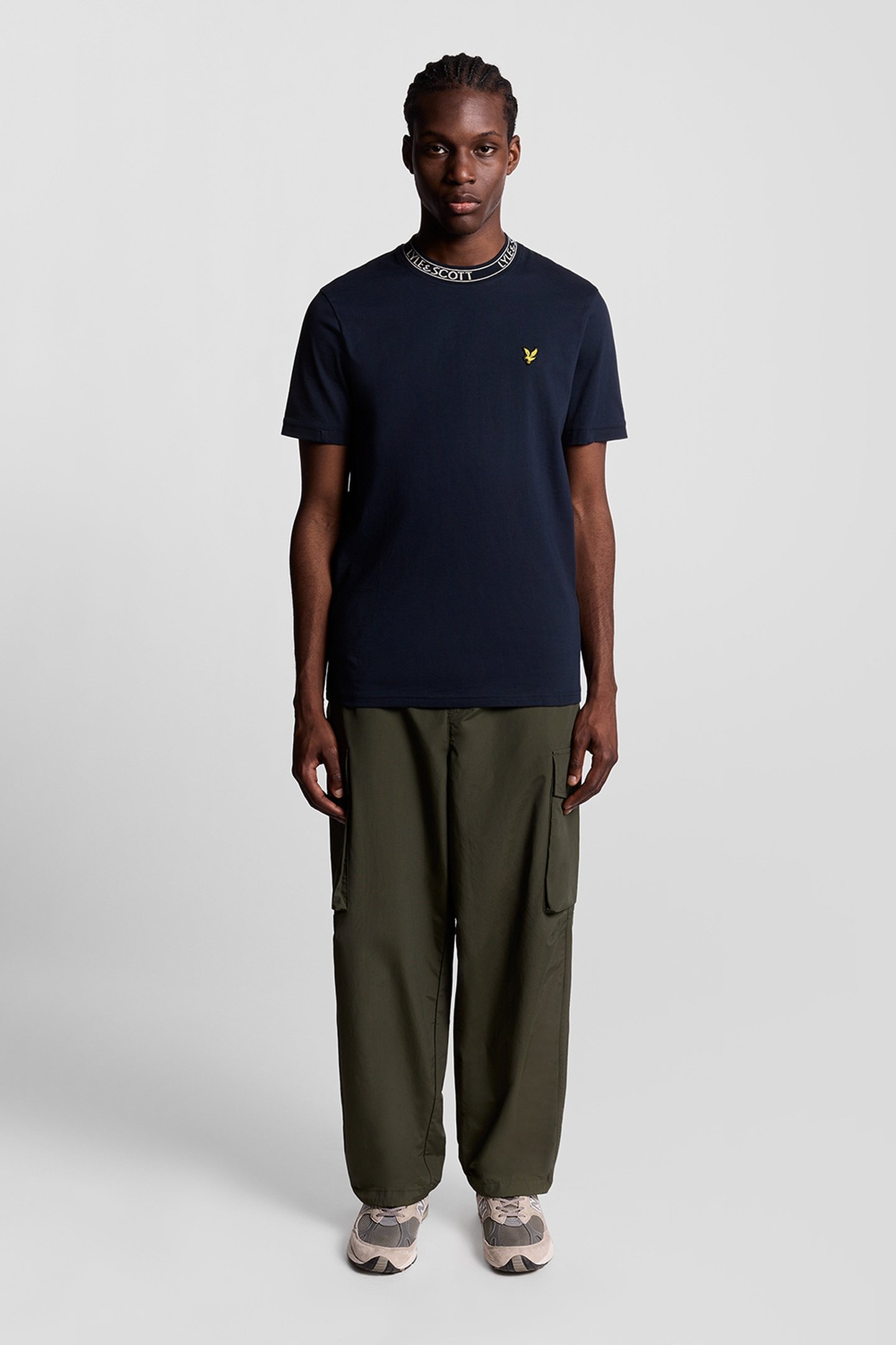 LOGO RIBBED T-SHIRT DARK NAVY/BONE WHITE 2