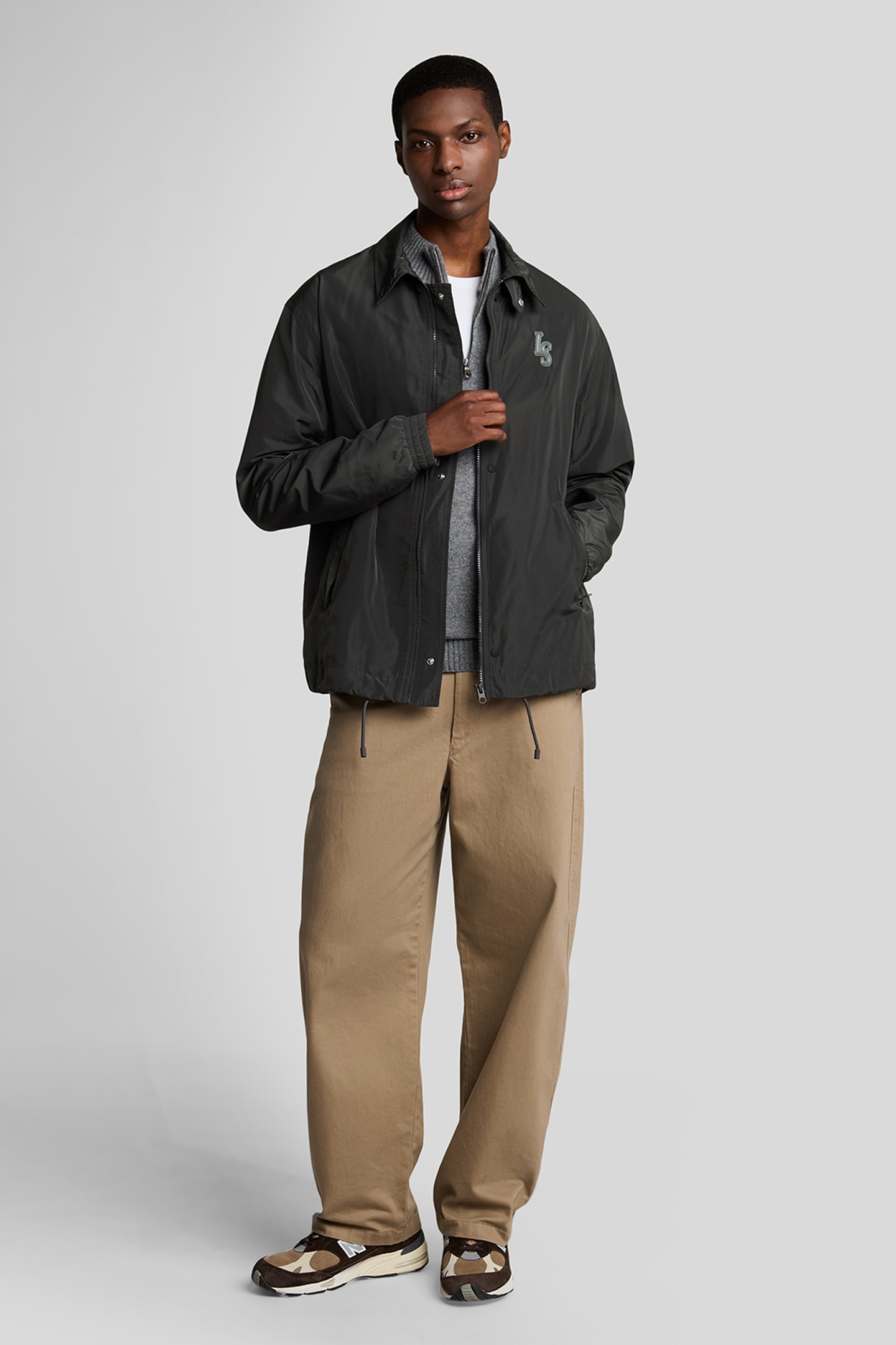 SADDLE SLEEVE QUARTER ZIP JUMPER GREY HEATHER by Lyle & Scott