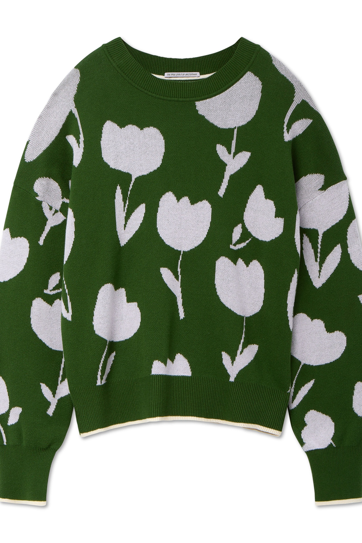 CREW NECK PULLOVER GREEN MOSS TOSSED TULIPS 9