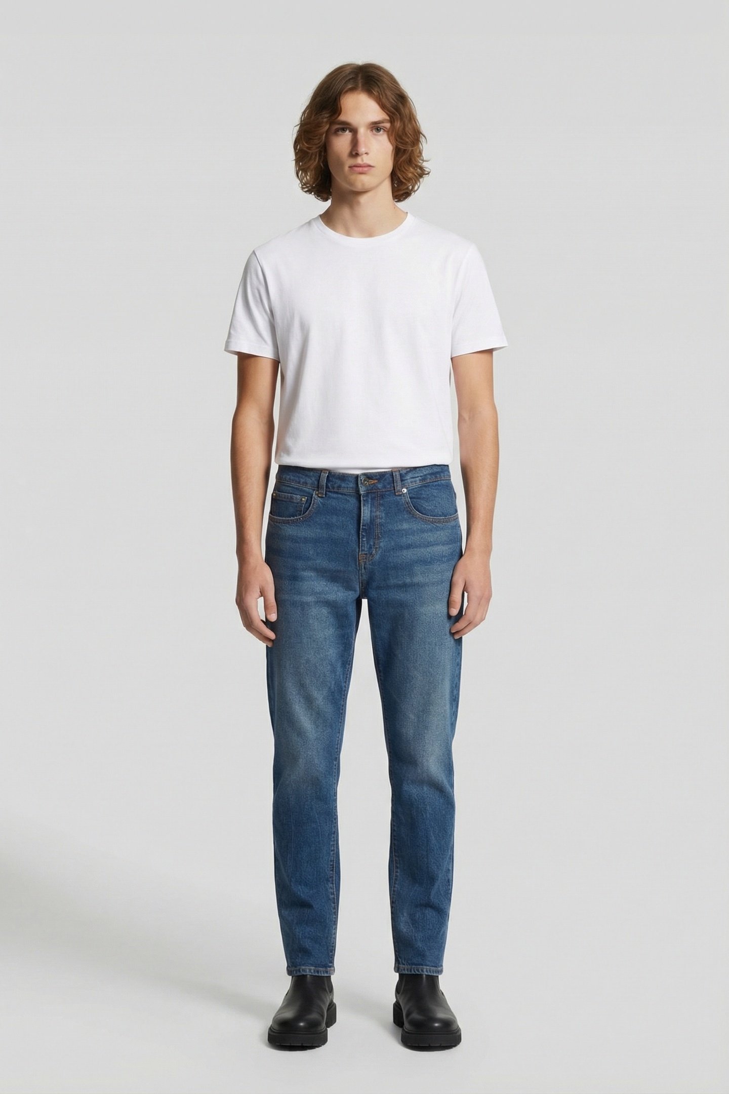 SLIM FIT DENIM STONE WASH BLUE 1