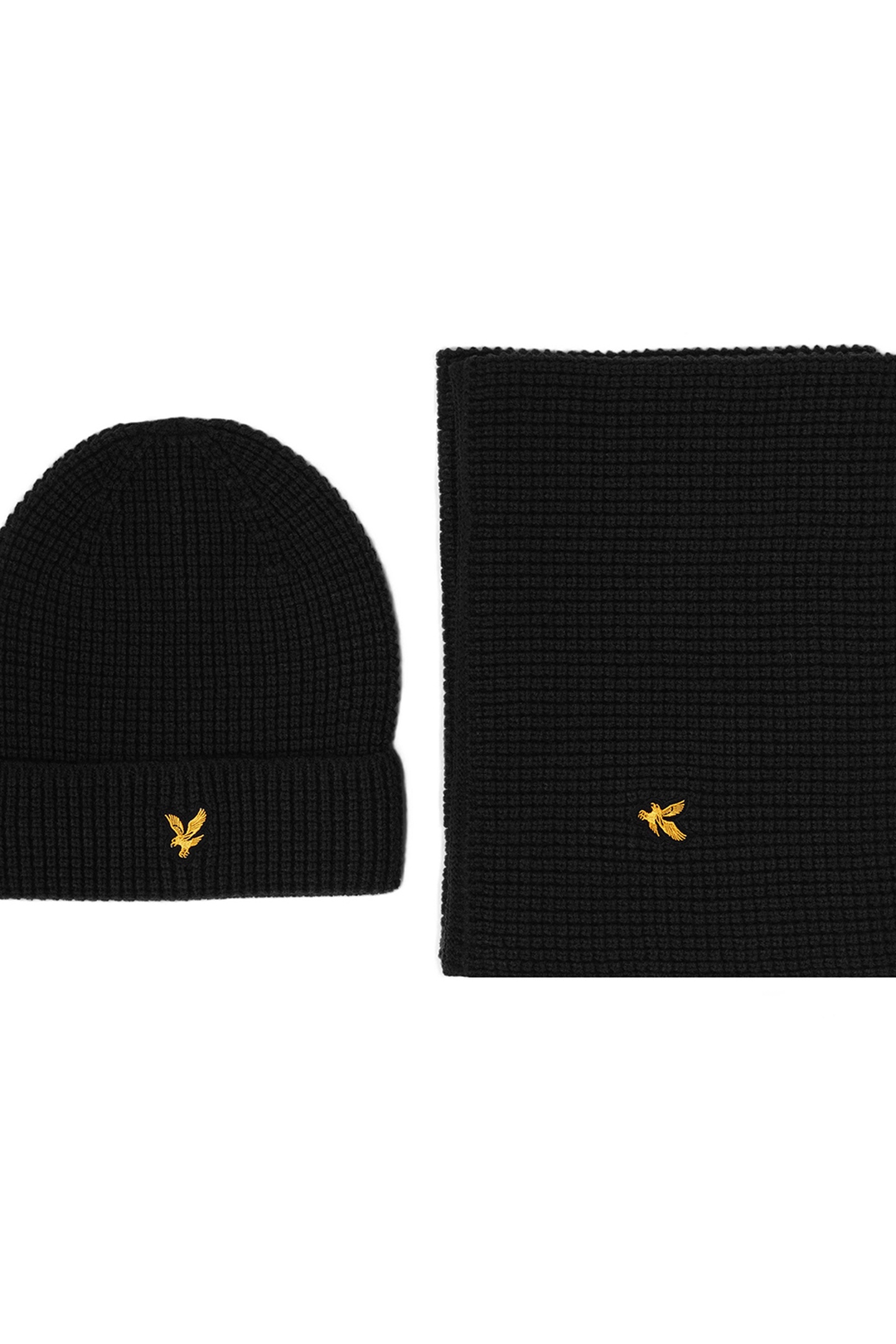 BRUSHED SCARF AND BEANIE SET JET BLACK 1