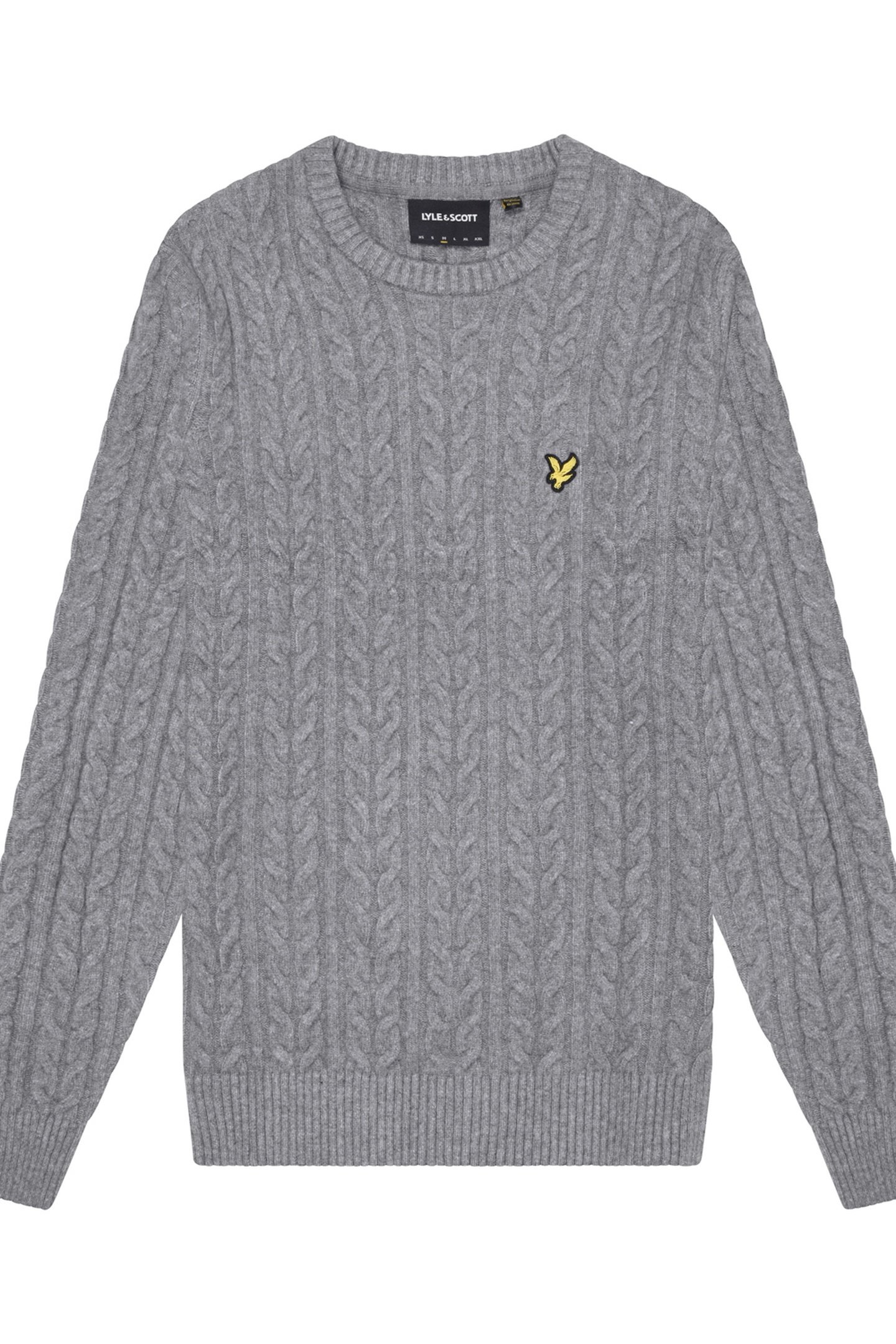 CABLE CREW NECK JUMPER MID GREY MARL 2
