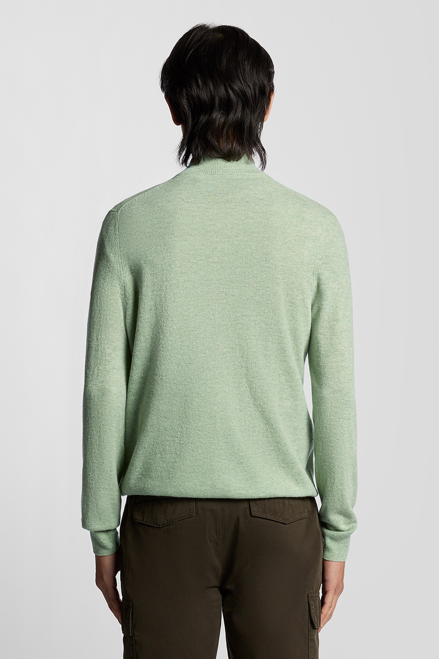 LAMBSWOOL BLEND QUARTER ZIP JUMPER COLD MINT MARL 3