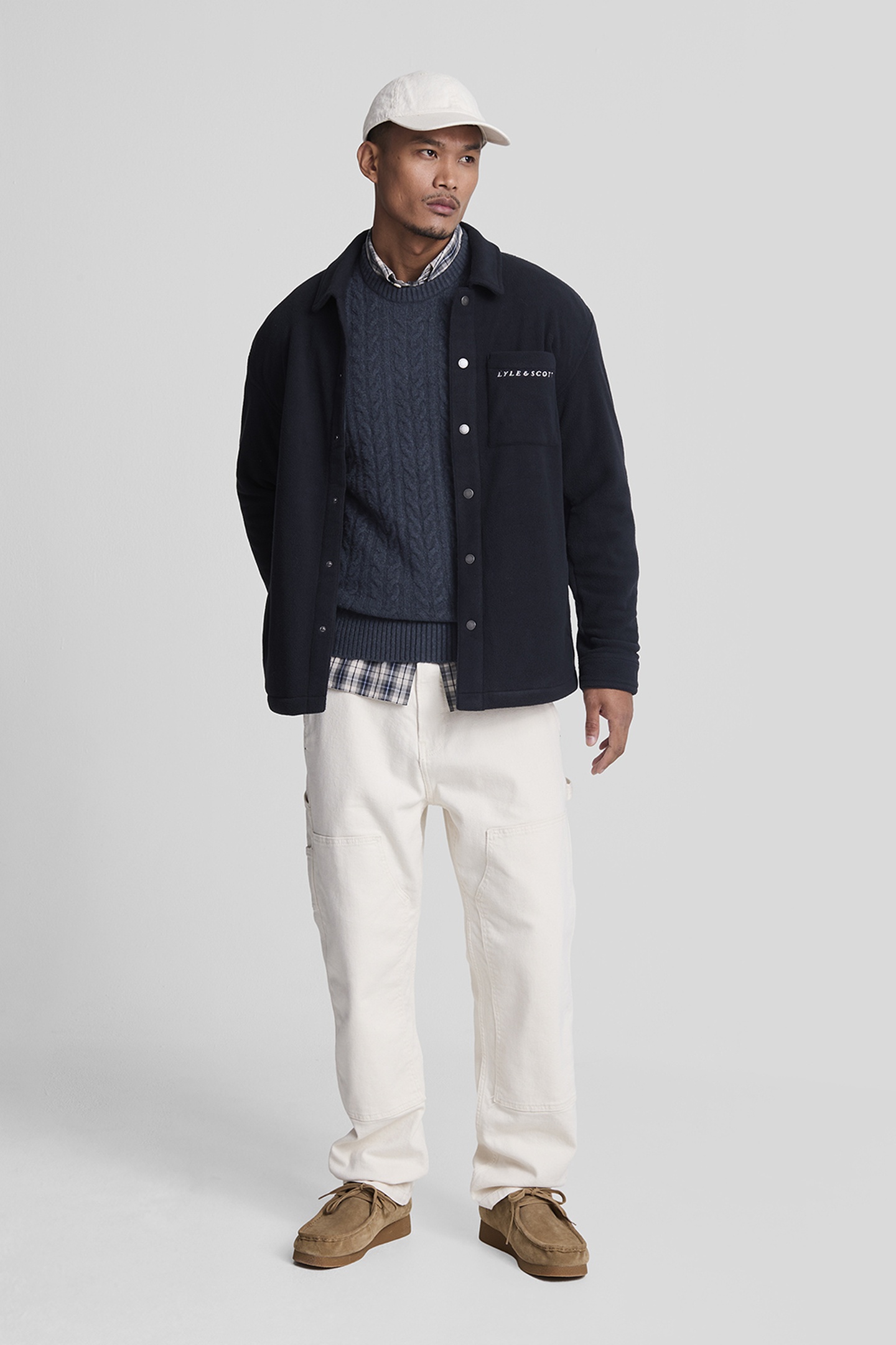 CABLE CREW NECK JUMPER DARK NAVY MARL 3