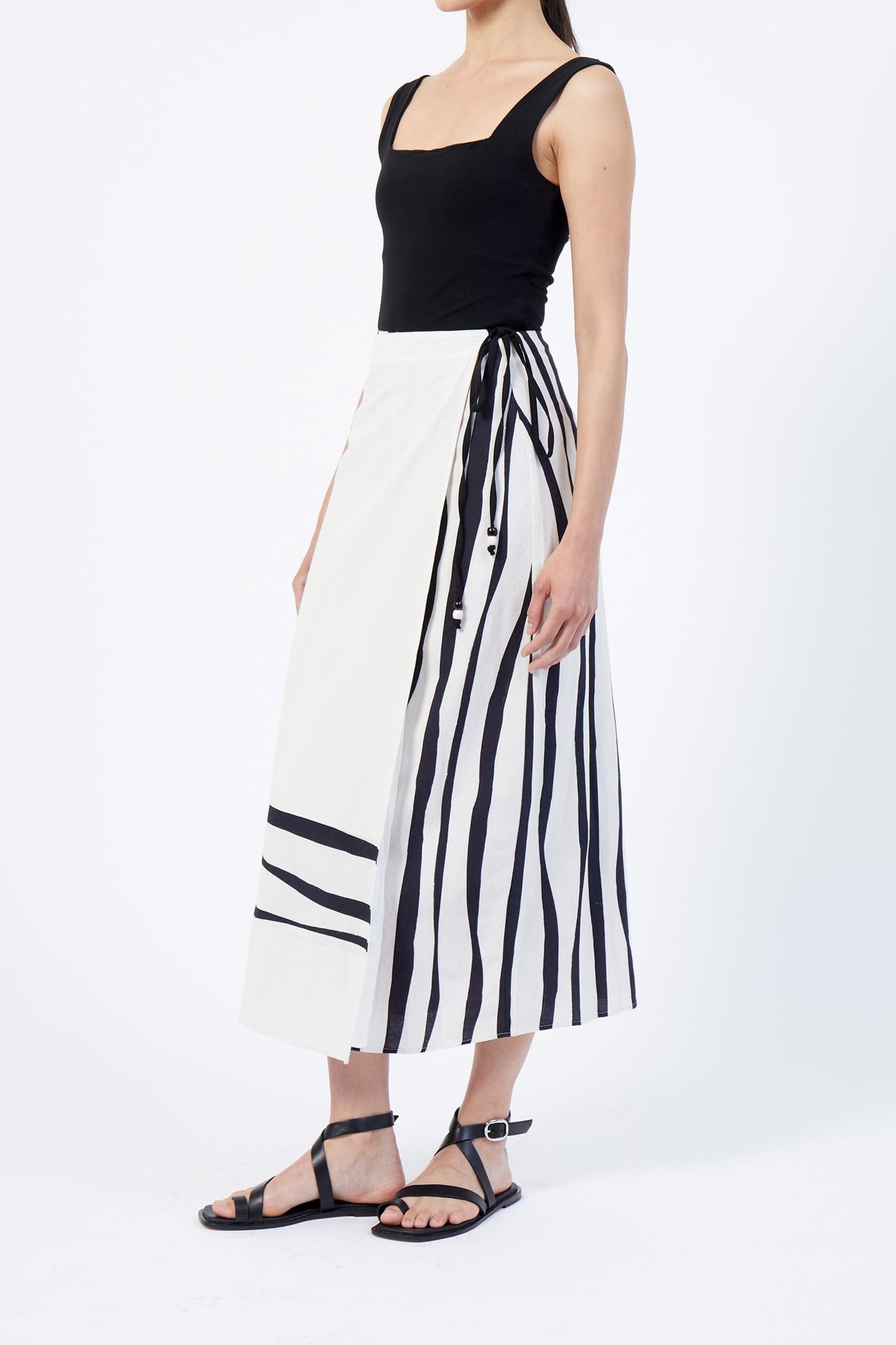 GENEVIEVE ARIETTE LINEN SKIRT BLACK/WHITE 3