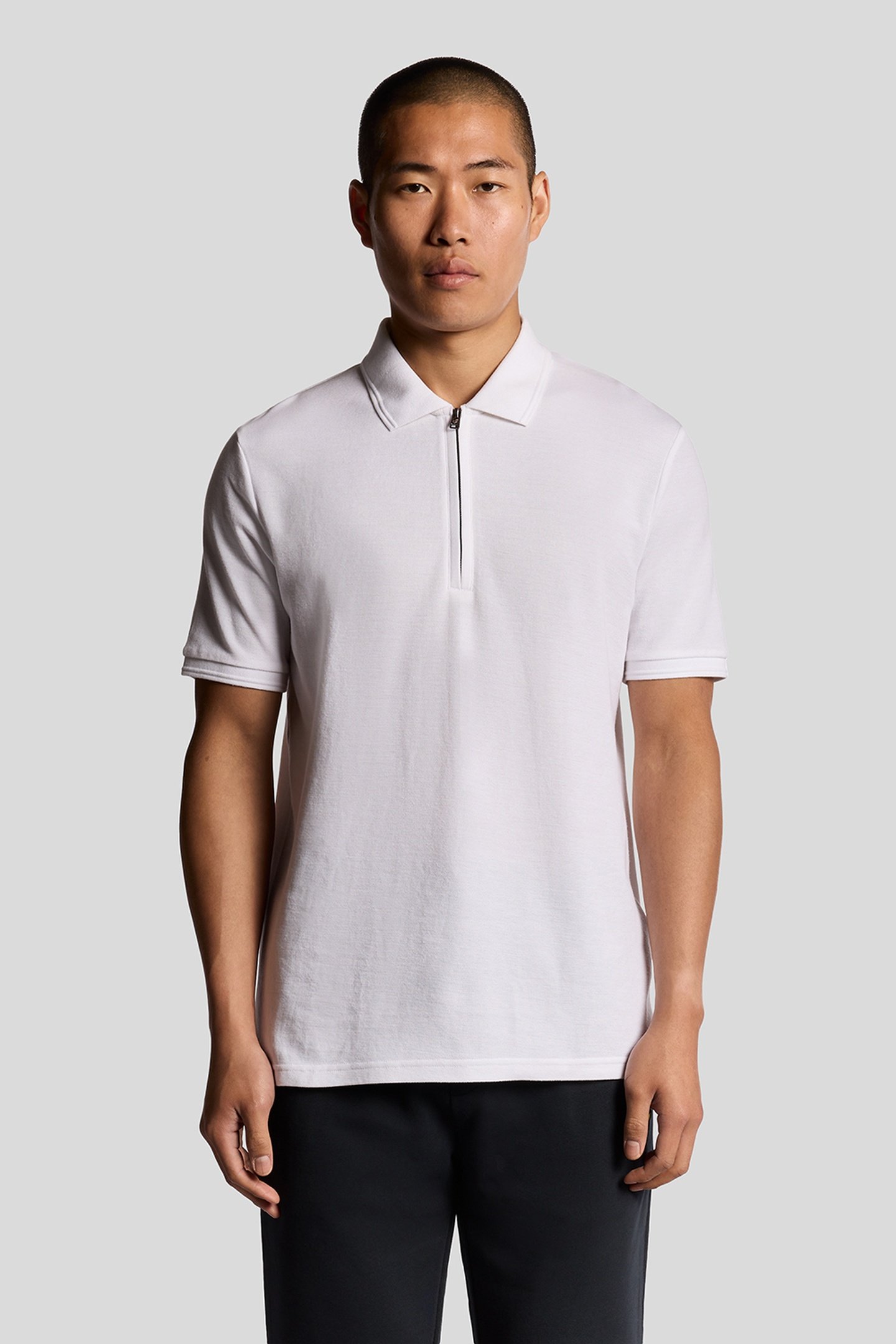 OTTOMAN HALF ZIP POLO SHIRT WHITE by Lyle & Scott