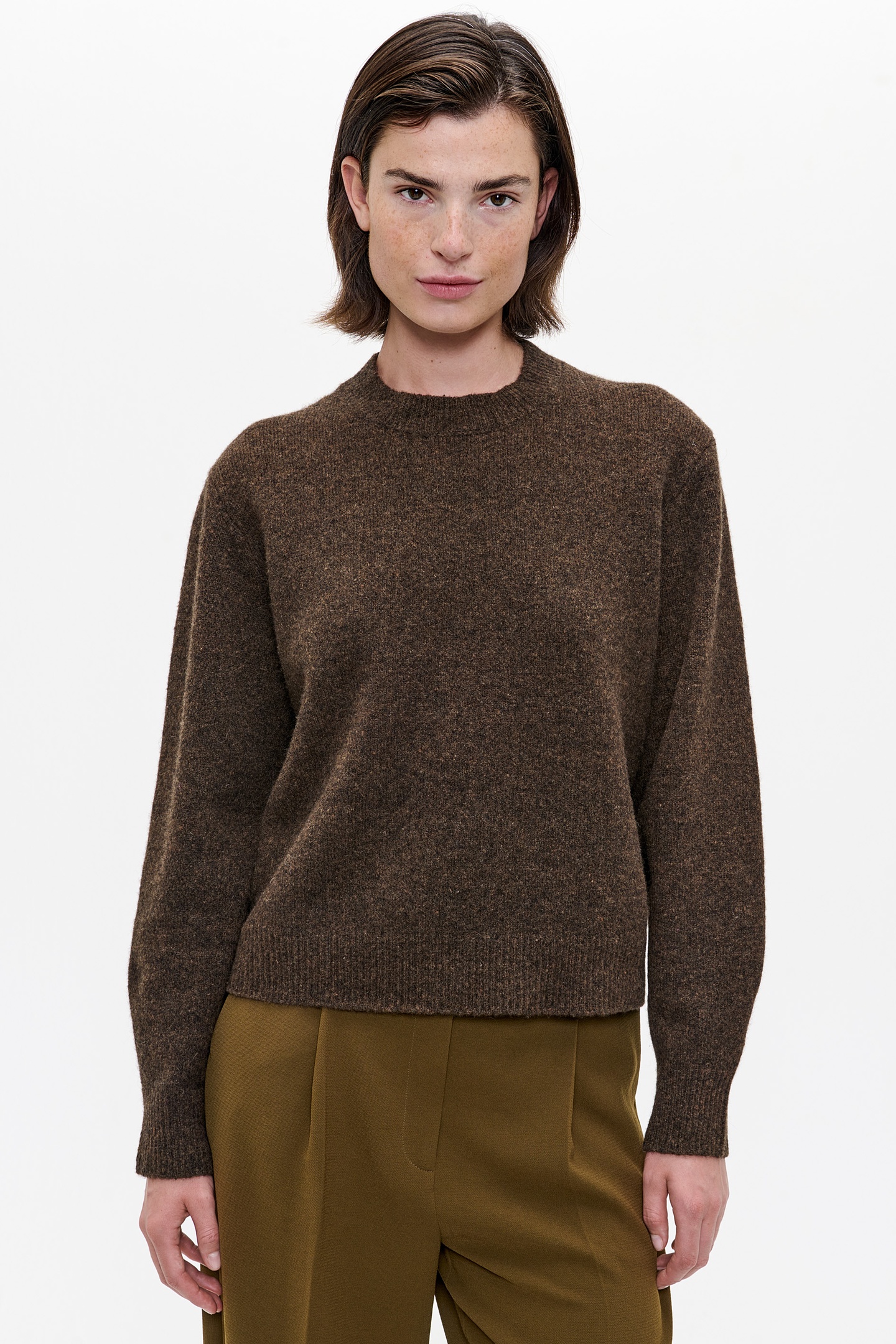 WOOL CREW NECK PULLOVER BRONZE 2