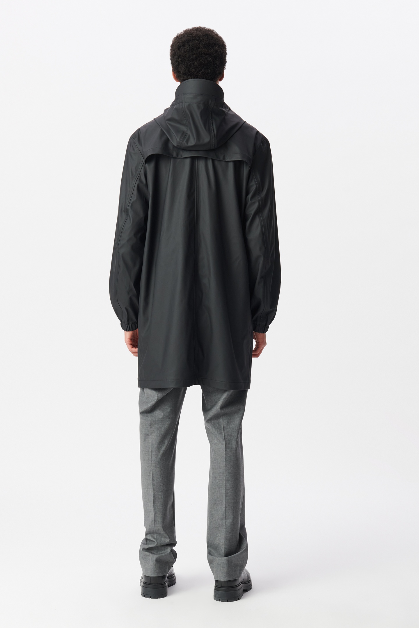 BLACK RUBBER NYLON HOODED PARKA 4