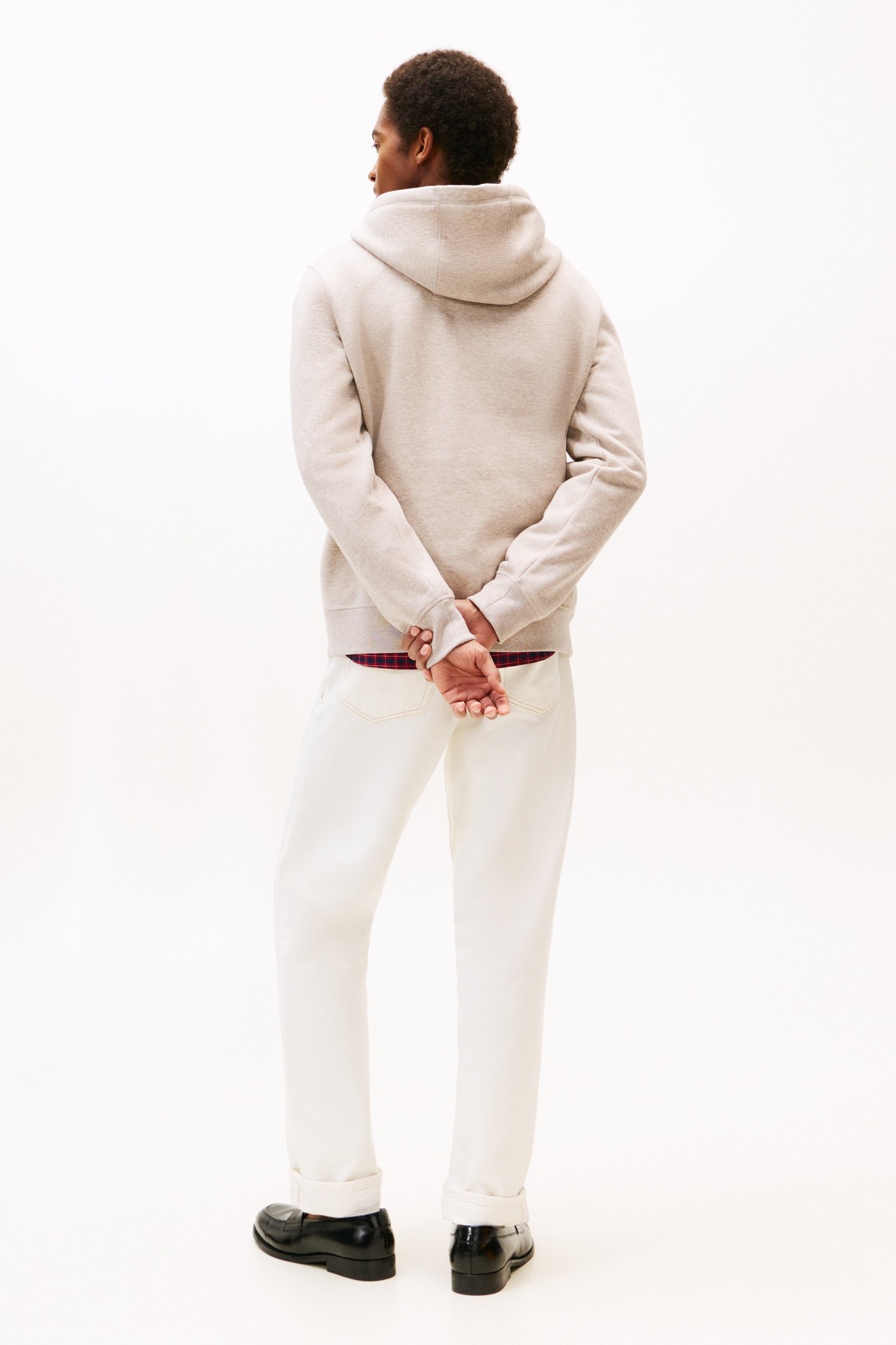 TOMMY LOGO HOODY HEATHERED PEBBLE 3