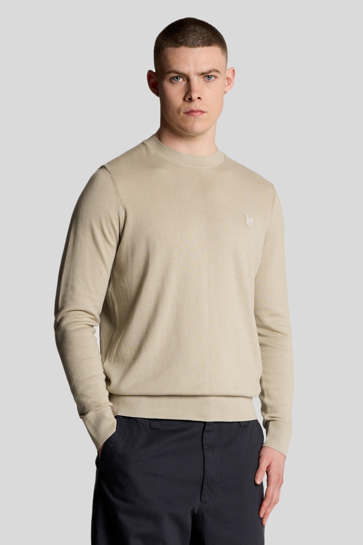 TONAL SUPERFINE CREW NECK JUMPER WILLOW GREY 2