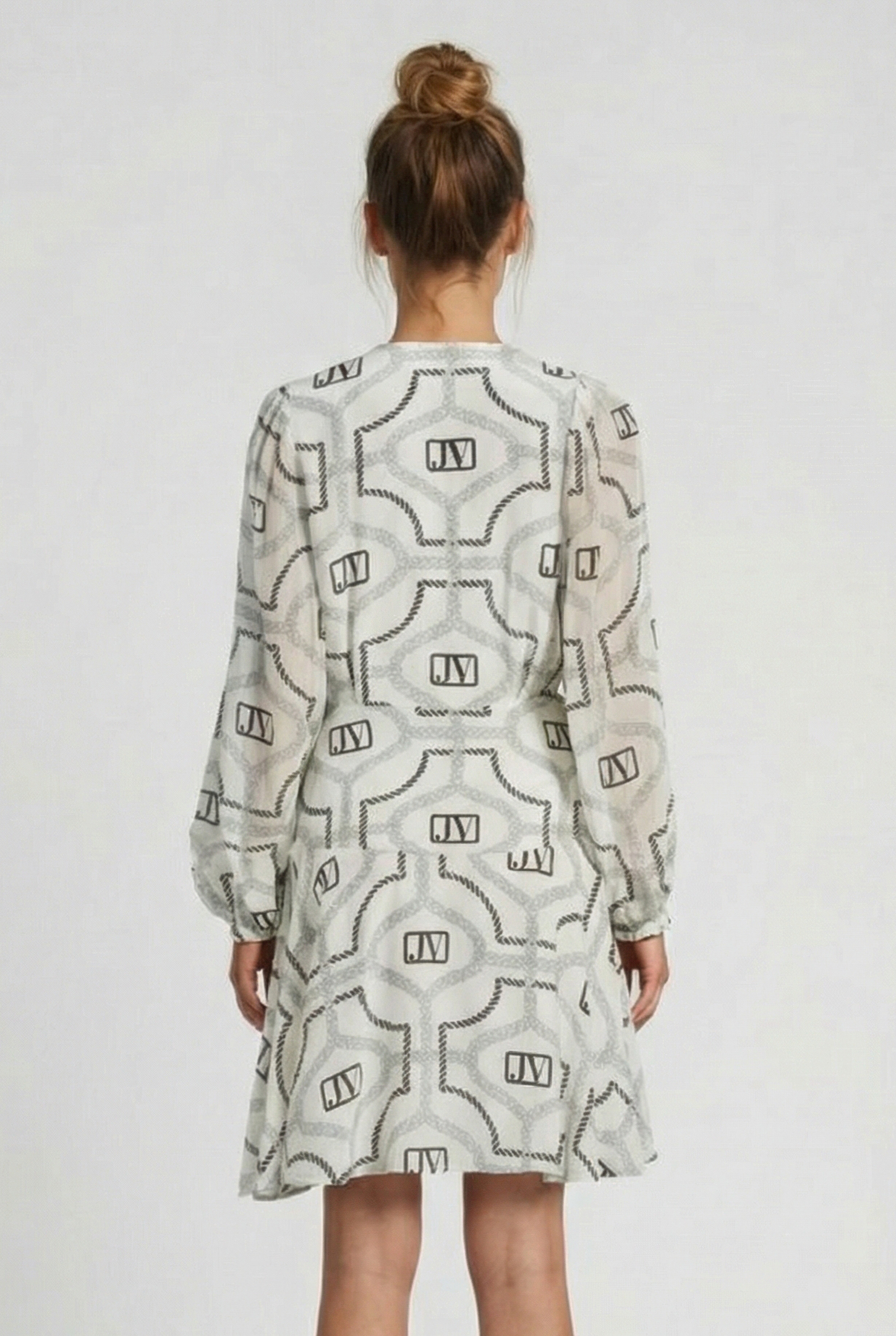 NICOLETTE DRESS COCOON WHITE BLACK 2