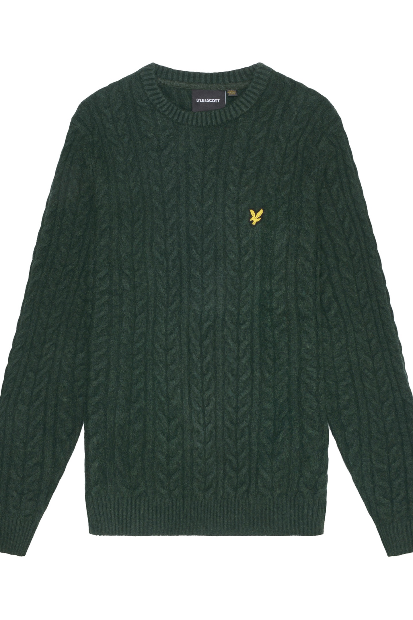 CABLE CREW NECK JUMPER DARK GREEN MARL 4