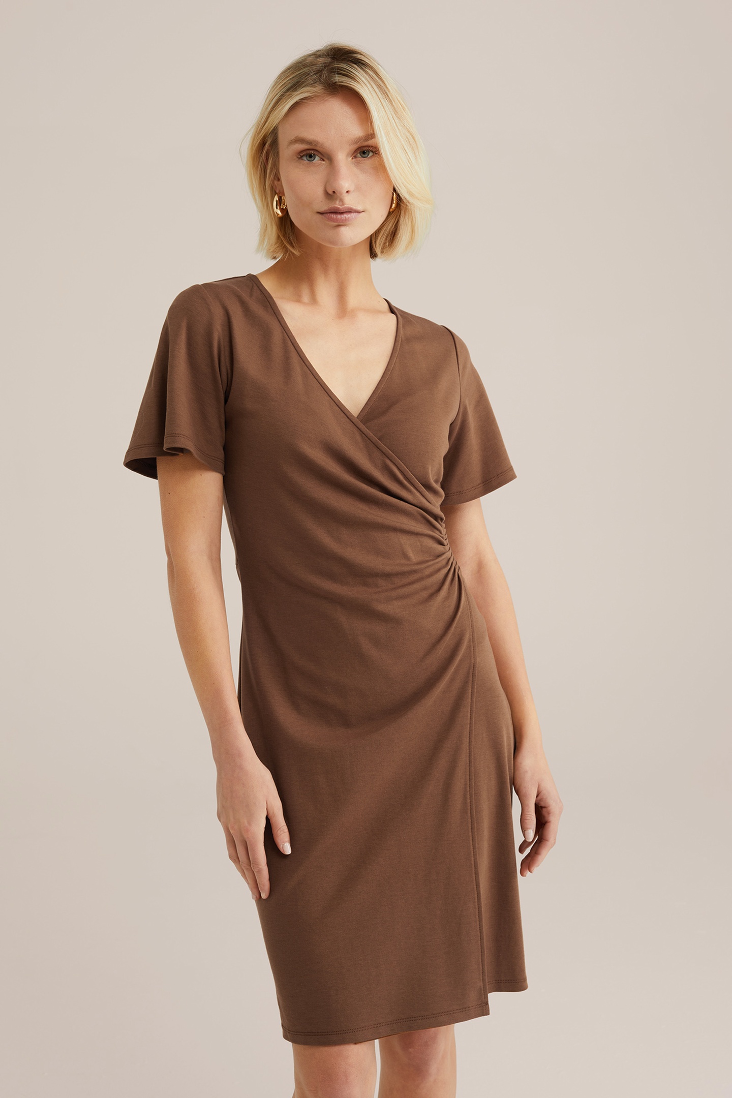 DRESS MID LENGTH BROWN 9