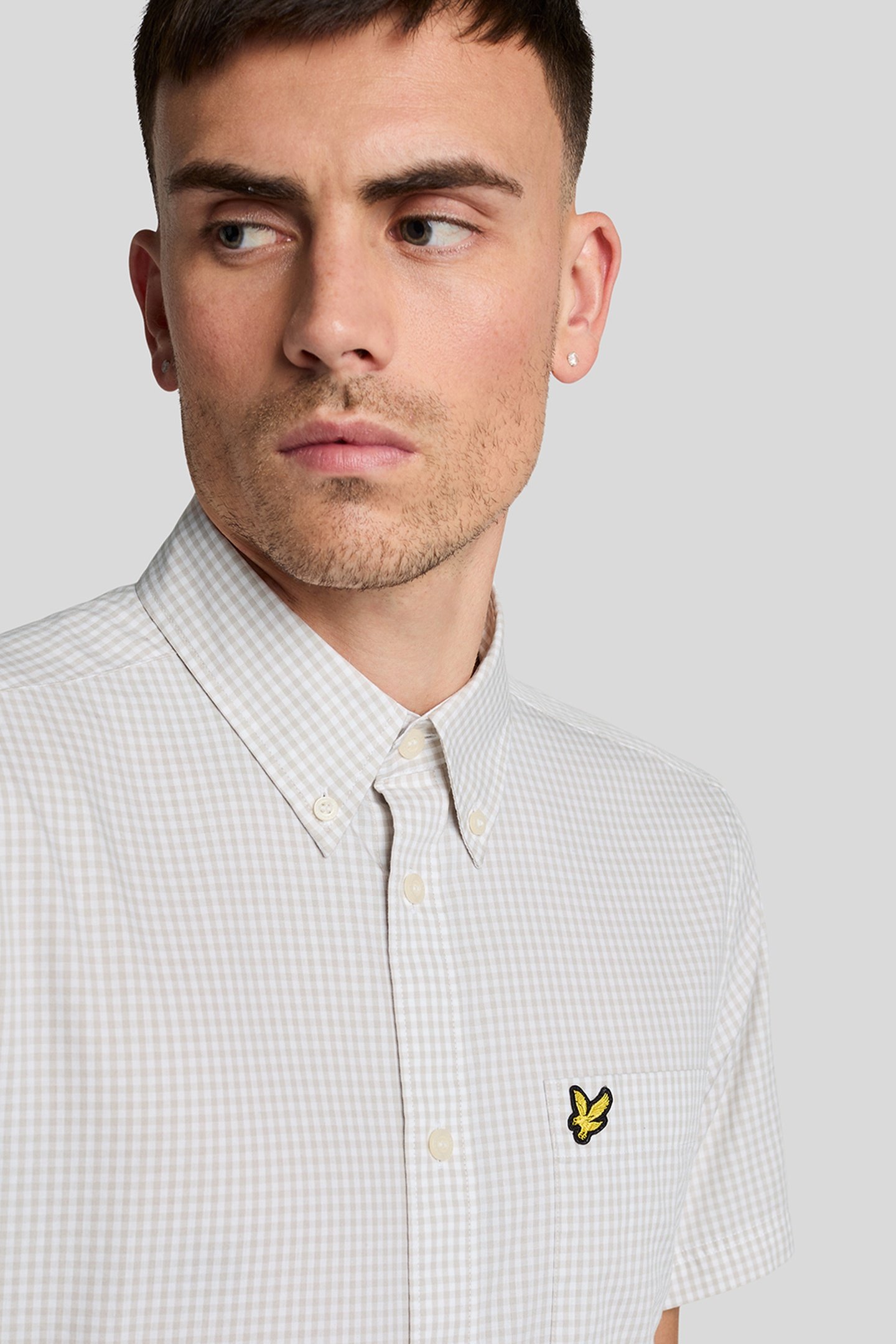 SHORT SLEEVE SLIM FIT GINGHAM SHIRT COVE/WHITE 5