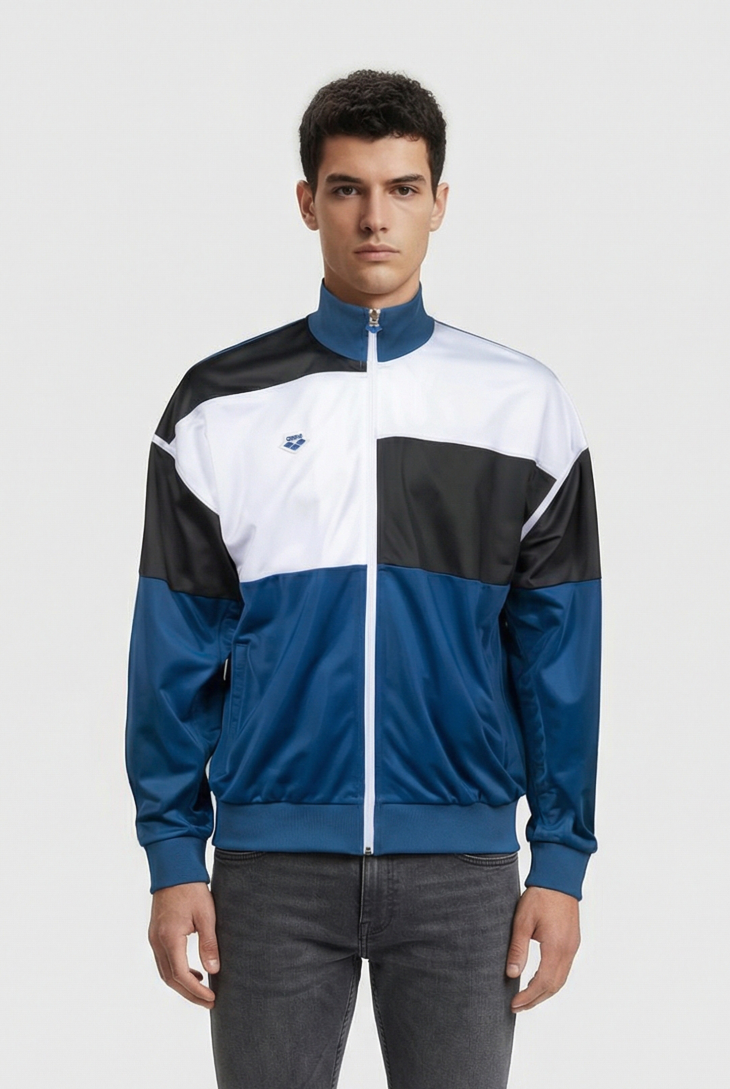 UNISEX PANEL JACKET TEAM DENIM ASH GREY WHITE 2