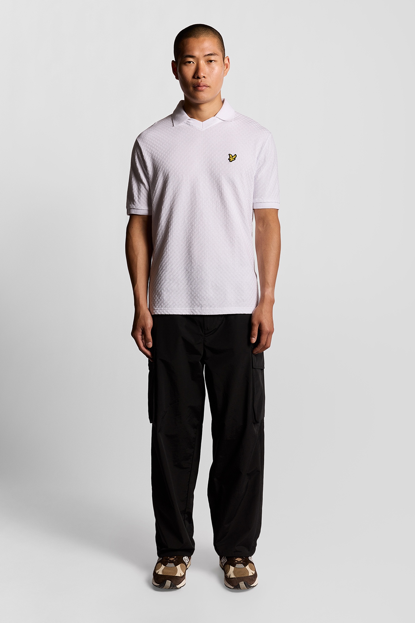 FOOTBALL COLLAR POLO SHIRT WHITE by Lyle & Scott