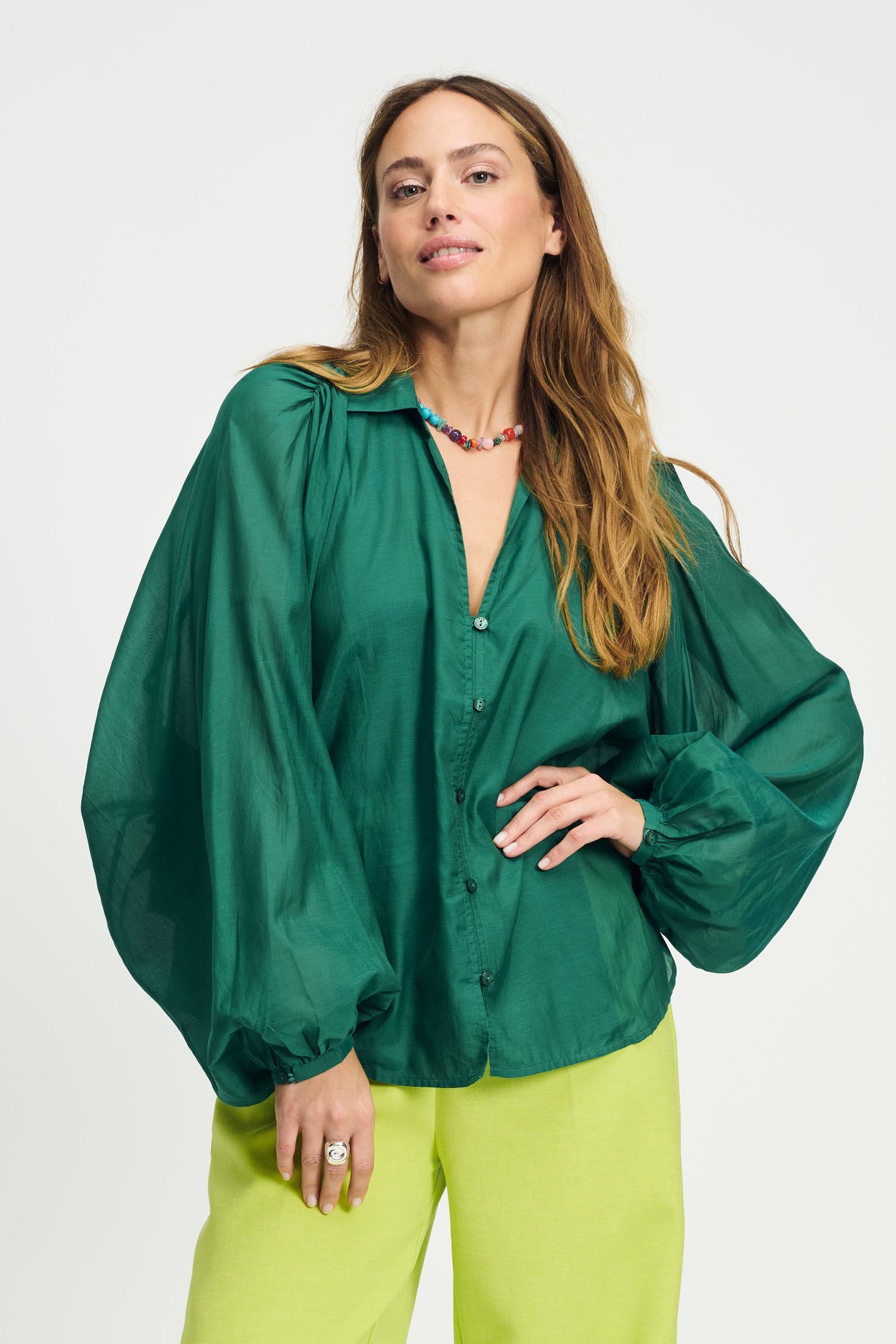 BLOUSE LENA MEADOW GREEN 5