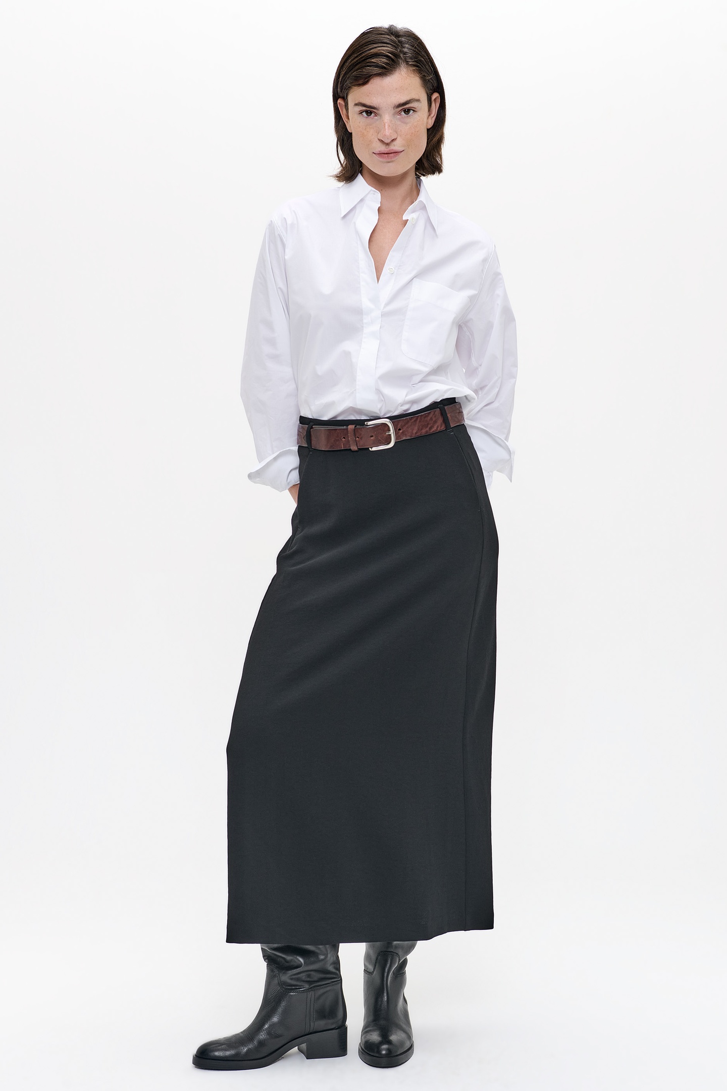 FLOWY LONG SKIRT BLACK 1