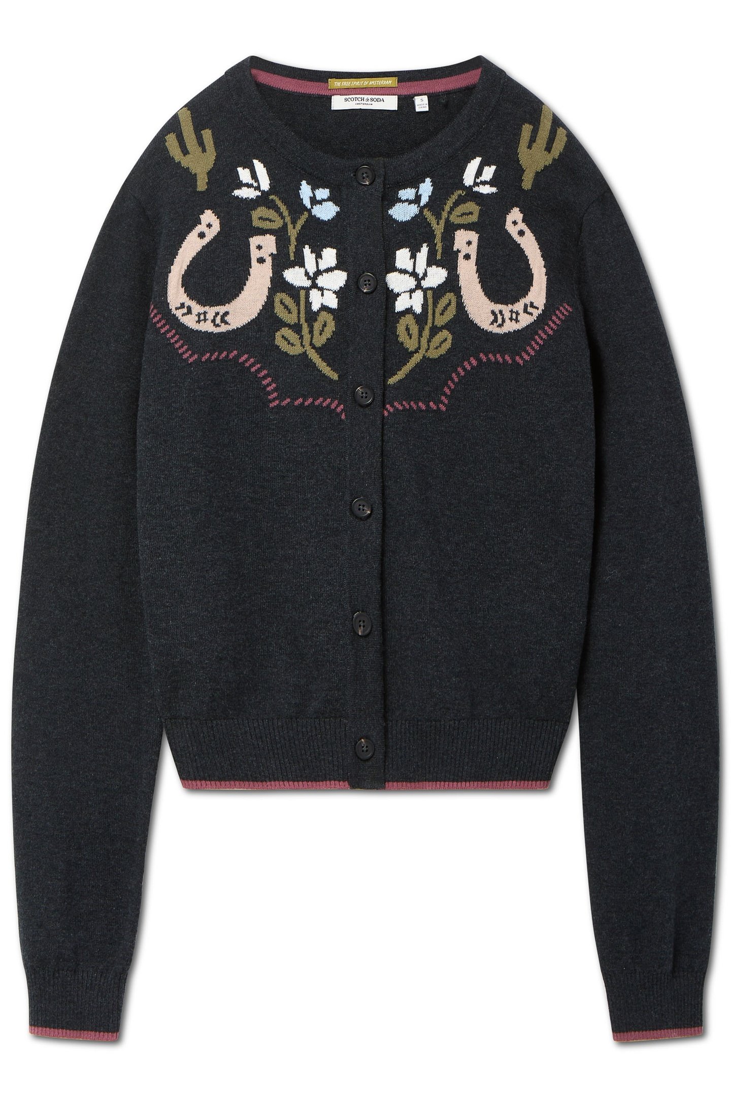 CREW NECK CARDIGAN CHARCOAL GREY HEATHER 5