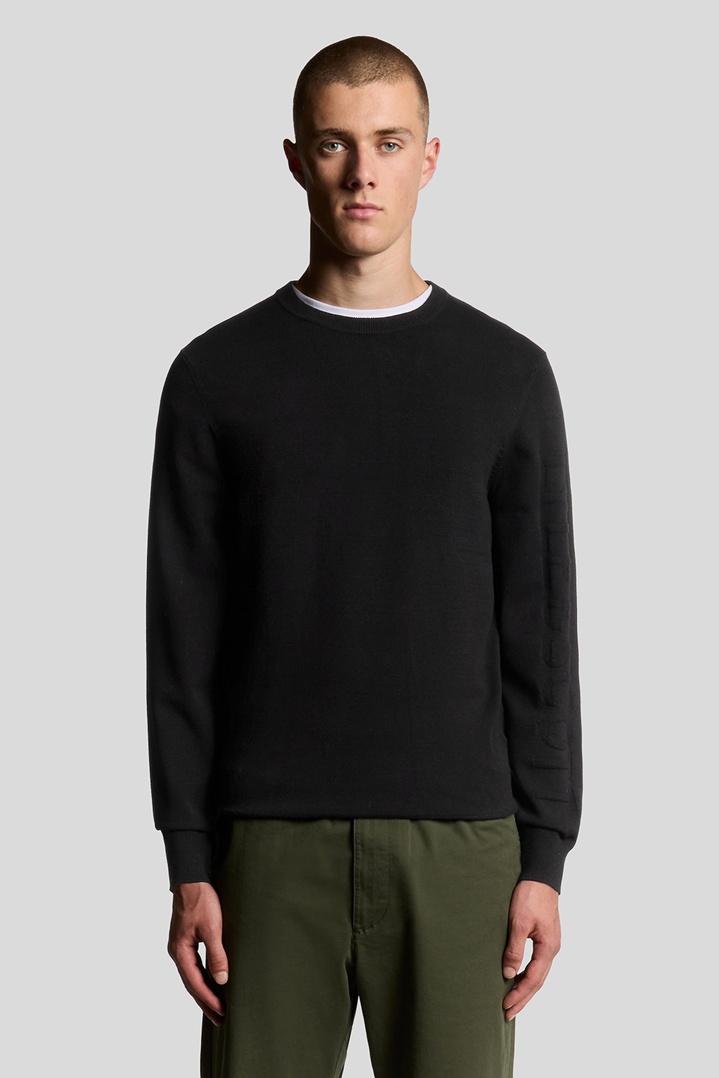 MESH LOGO CREW NECK JUMPER JET BLACK by Lyle & Scott