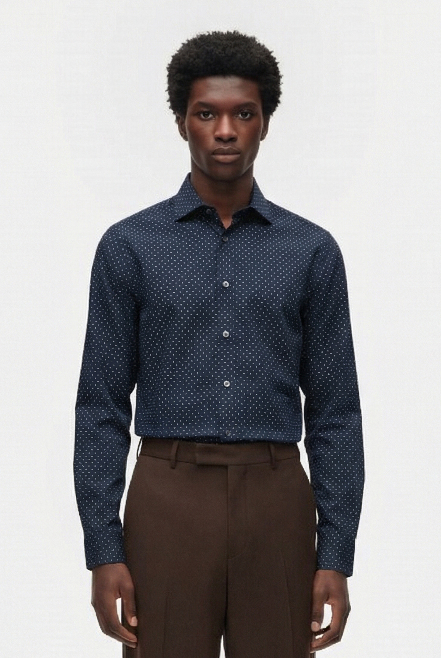 SQUARE DOT CUT LONG SLEEVE SHIRT MARINE 1