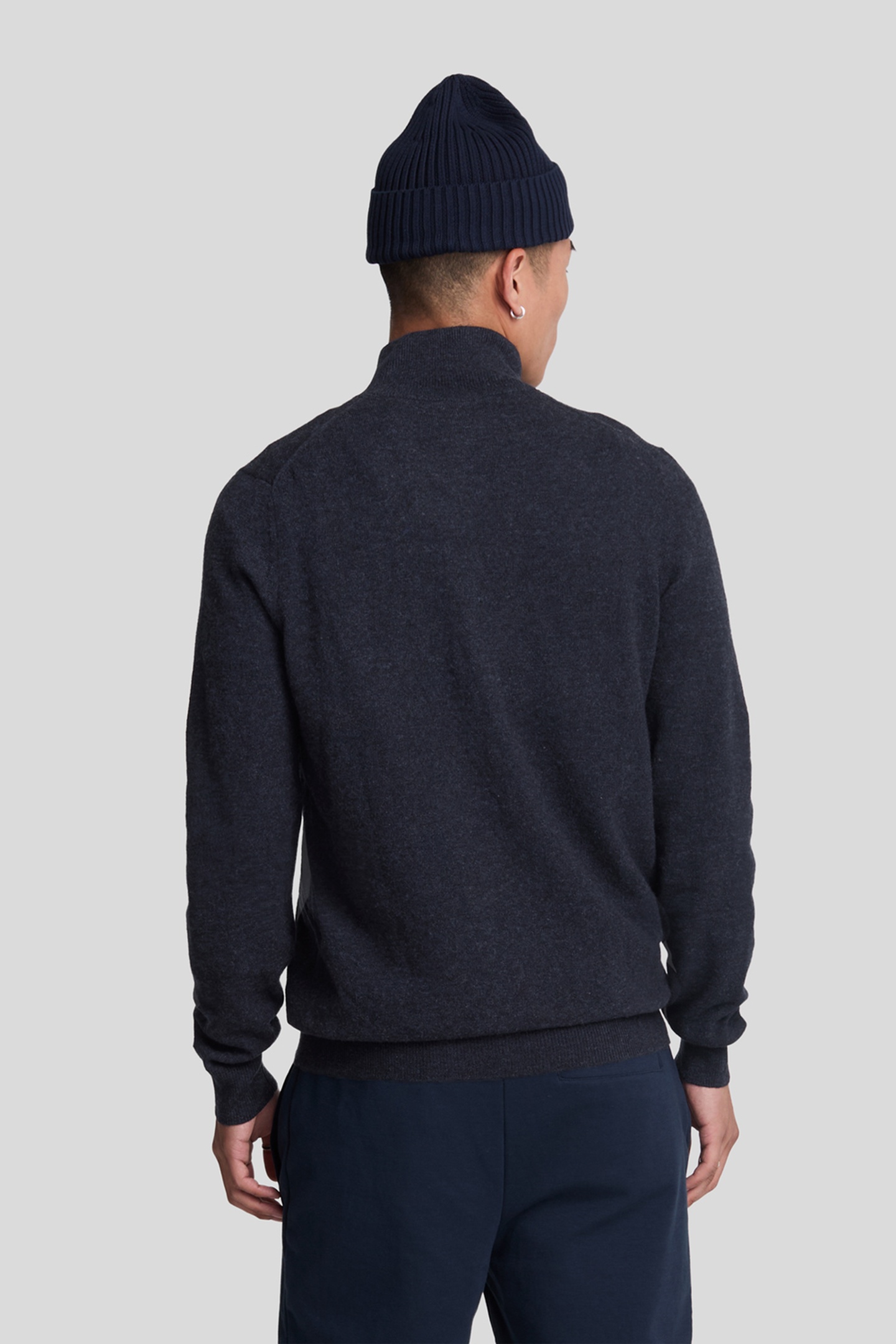 LAMBSWOOL BLEND ZIP THROUGH CARDIGAN DARK NAVY MARL 3
