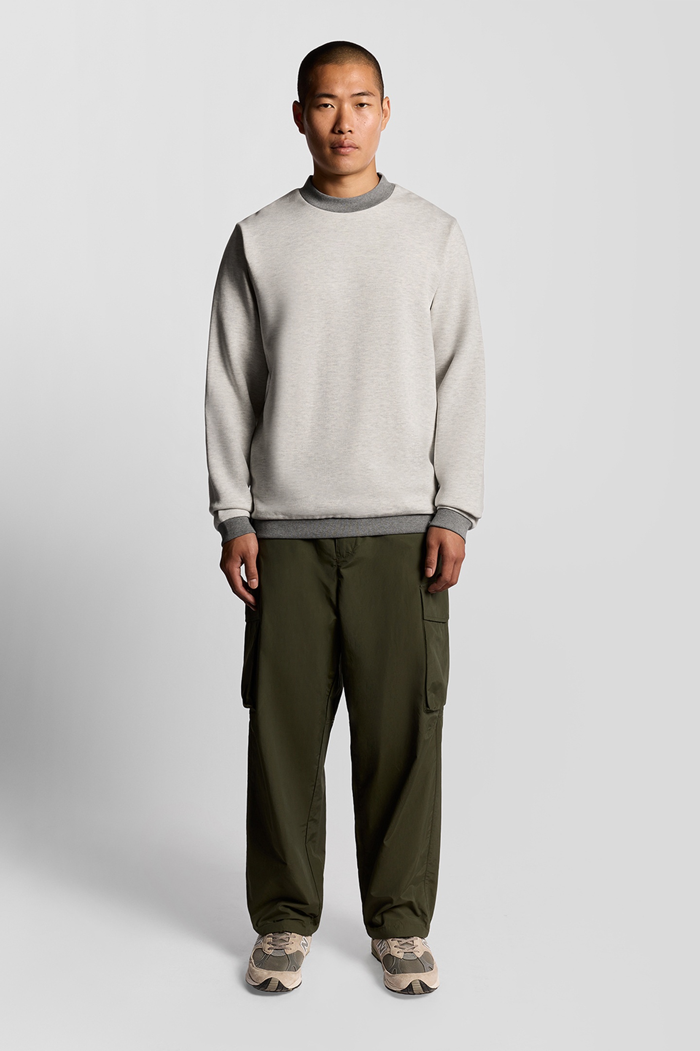 HALF RAGLAN CREW NECK SWEATSHIRT LIGHT GREY MARL 2