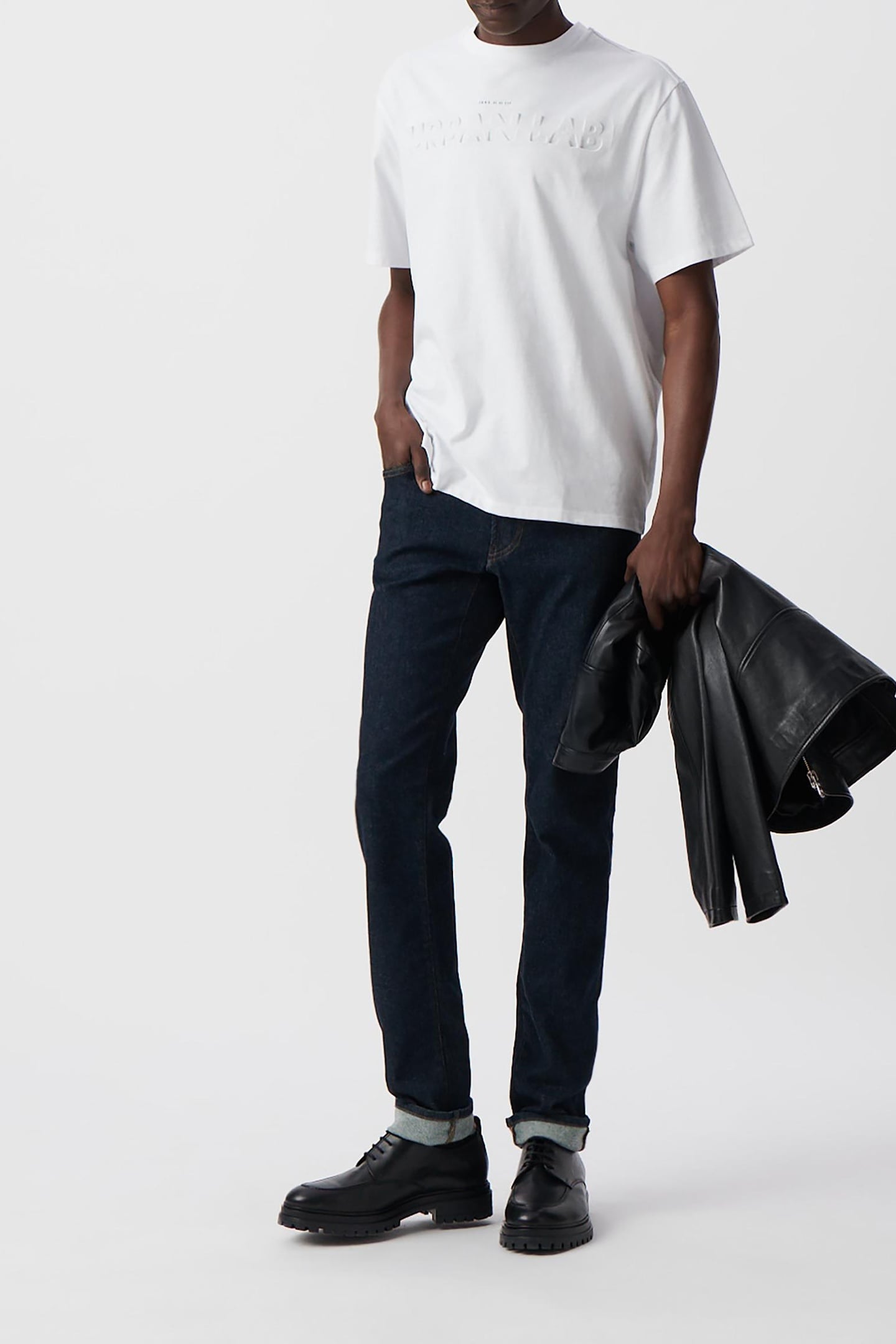 WHITE DRY FAST T-SHIRT WITH EMBOSSED SLOGAN 1