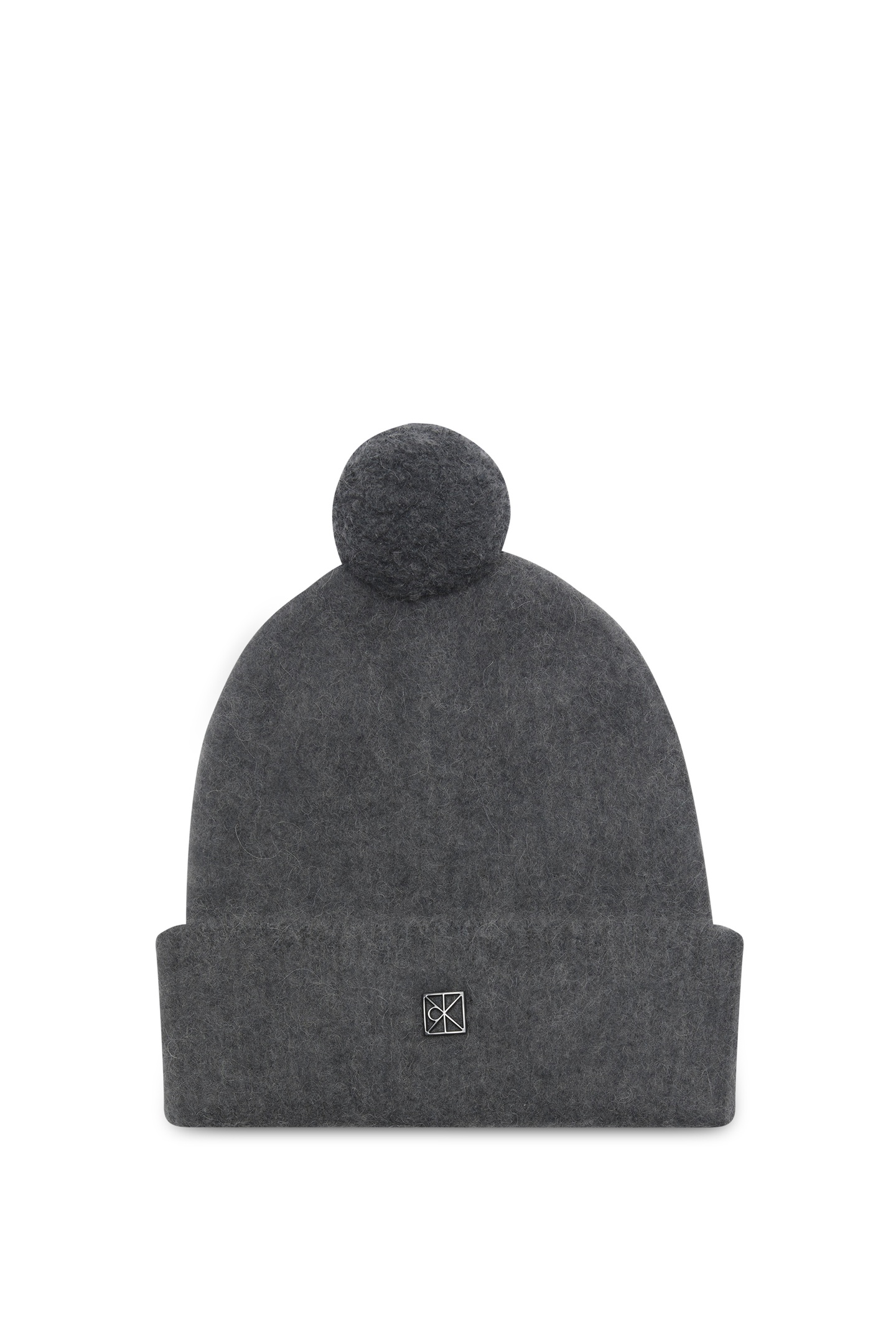EMBLEM BRUSHED POMPO HAT DARK GREY 2