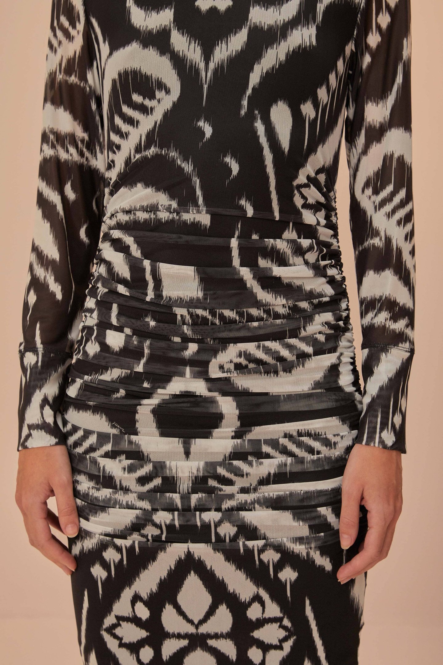 PINEAPPLE IKAT BLACK TULLE MIDI DRESS 5