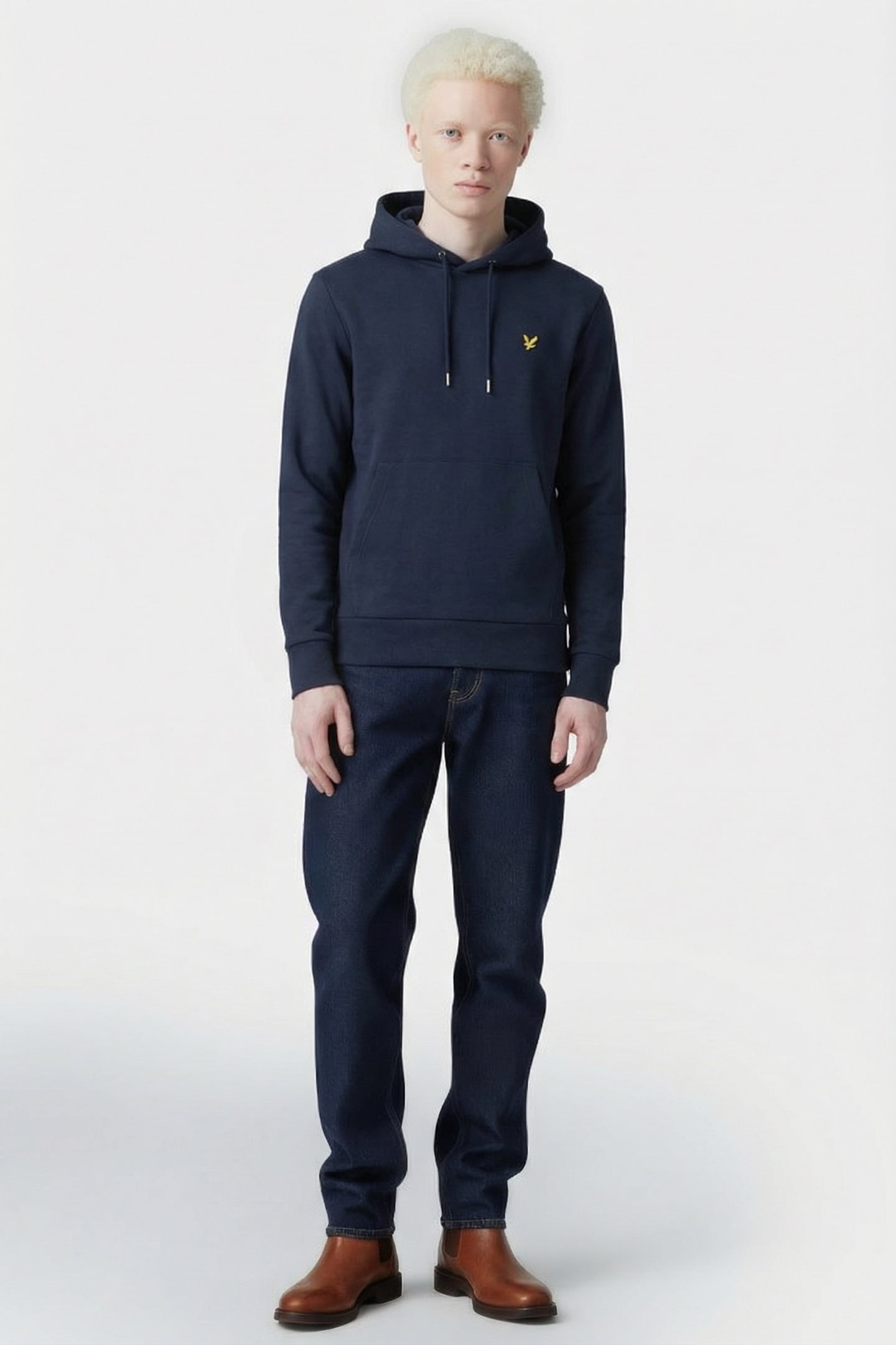 DIAGONAL WEAVE FRENCH TERRY HOODIE MIDNIGHT NAVY 1