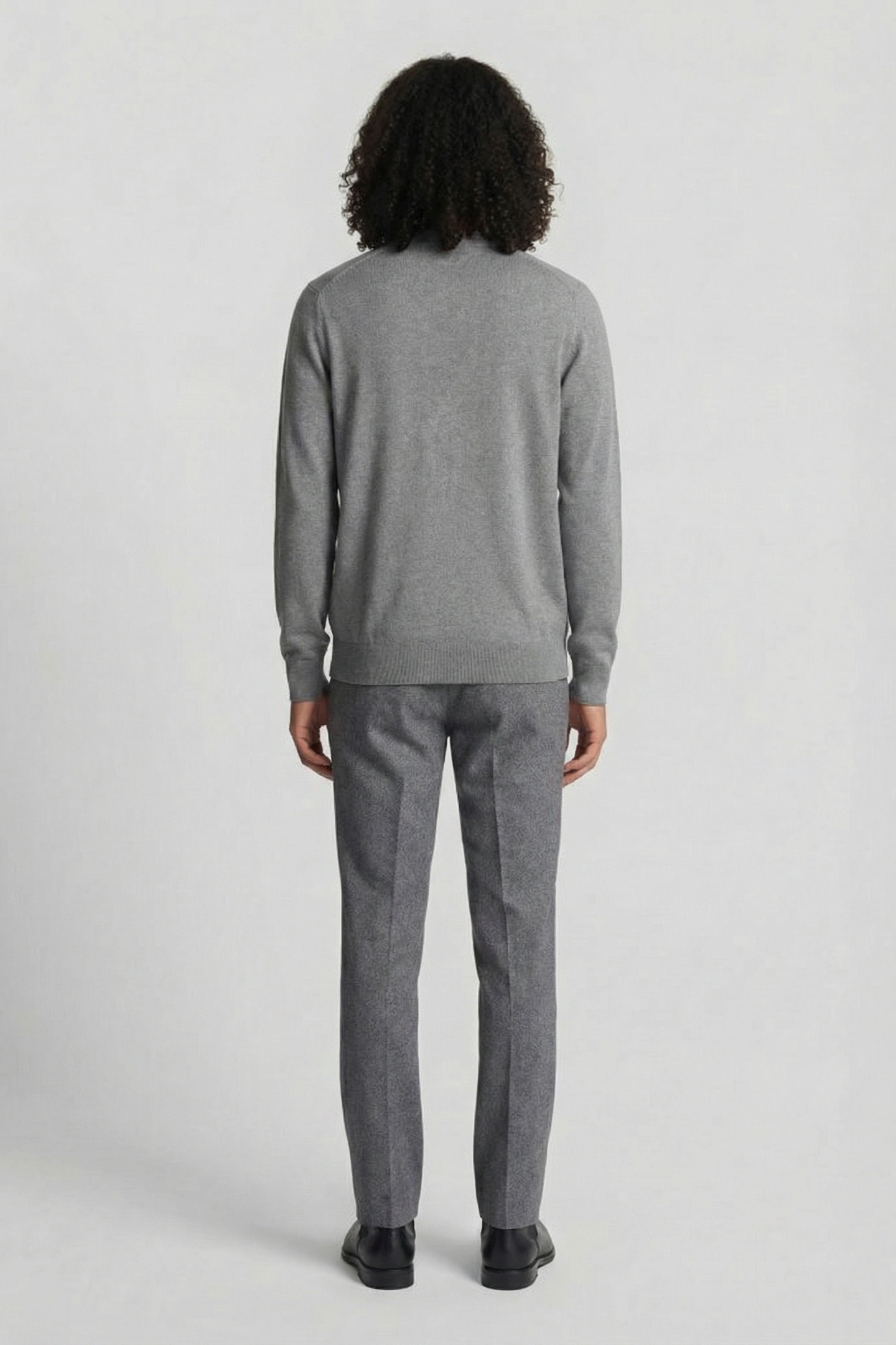 COTTON MERINO V NECK CARDIGAN MID GREY MARL 3