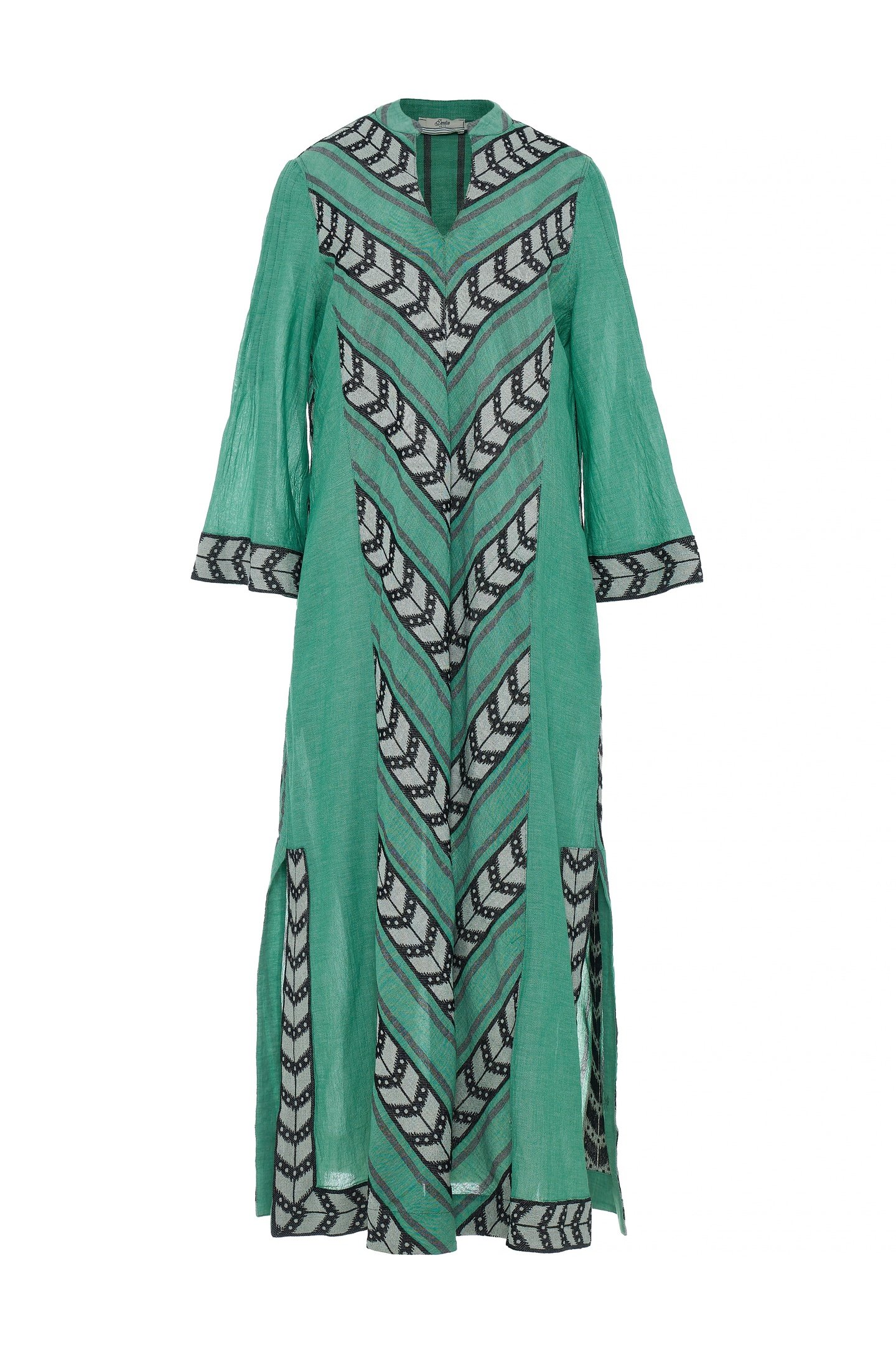 NEW LONG DRESS JACQUARD GREEN BLACK 1