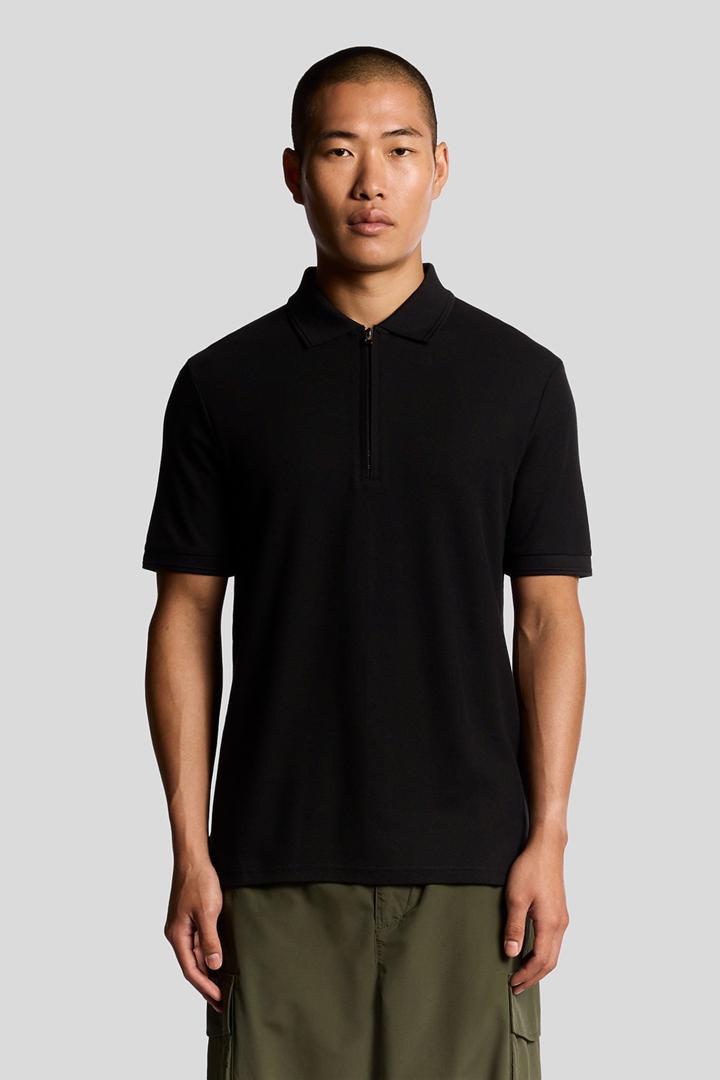 OTTOMAN HALF ZIP POLO SHIRT JET BLACK 1