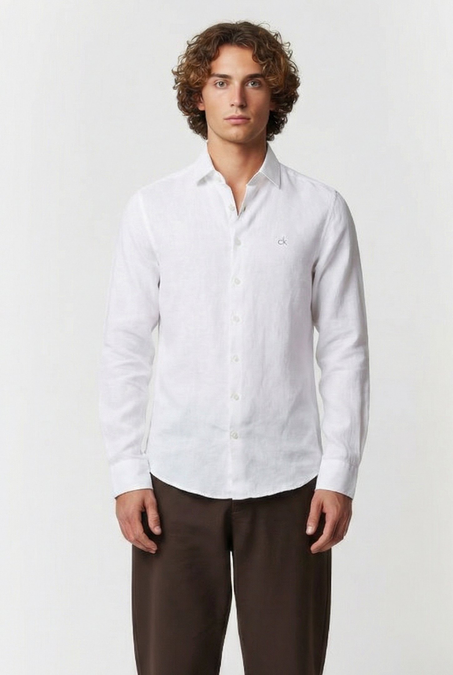 LINEN SOLID SLIM SHIRT WHITE 1