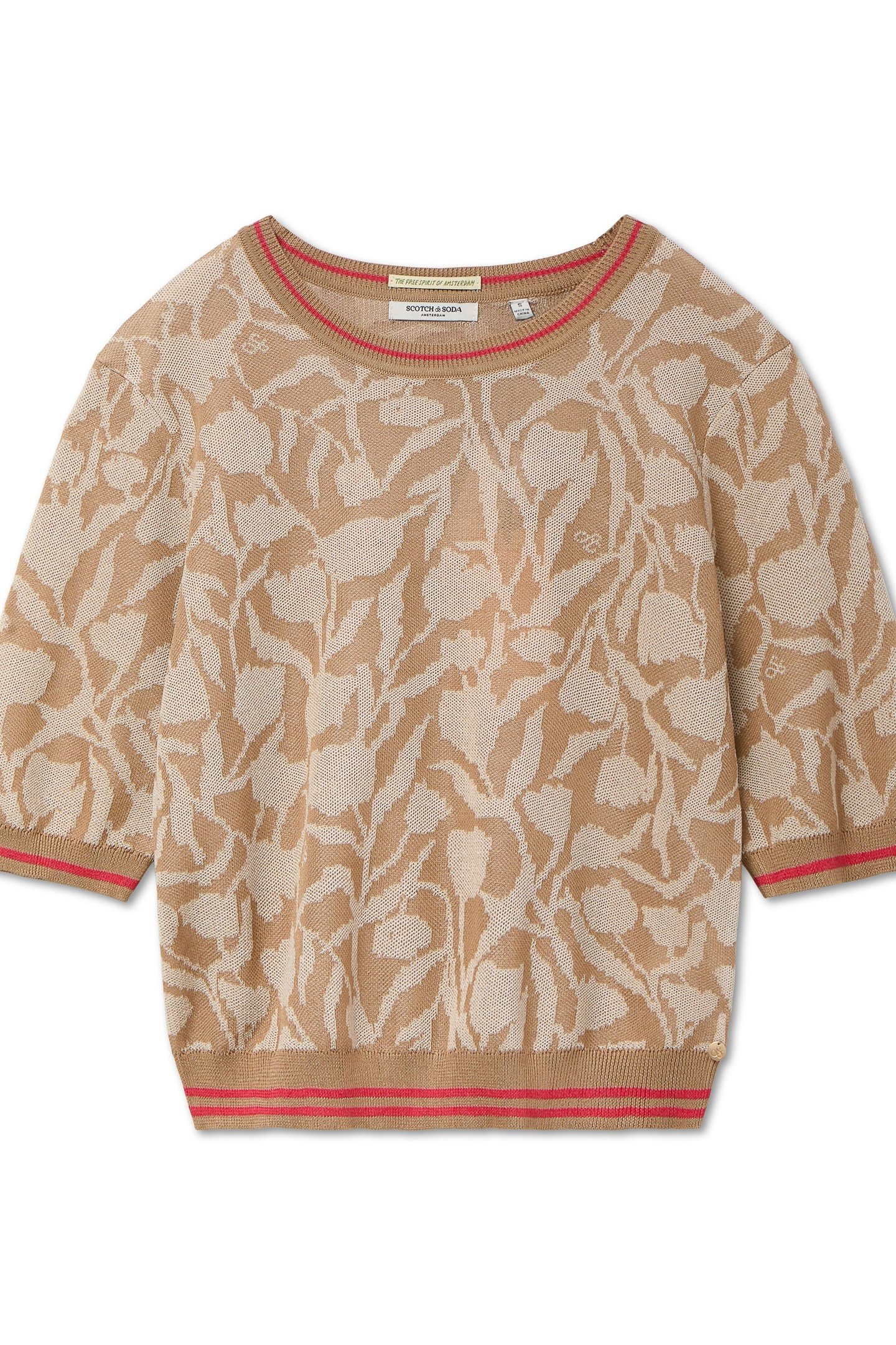 CREW NECK TEE OATMEAL HEATHER TULIPS 6