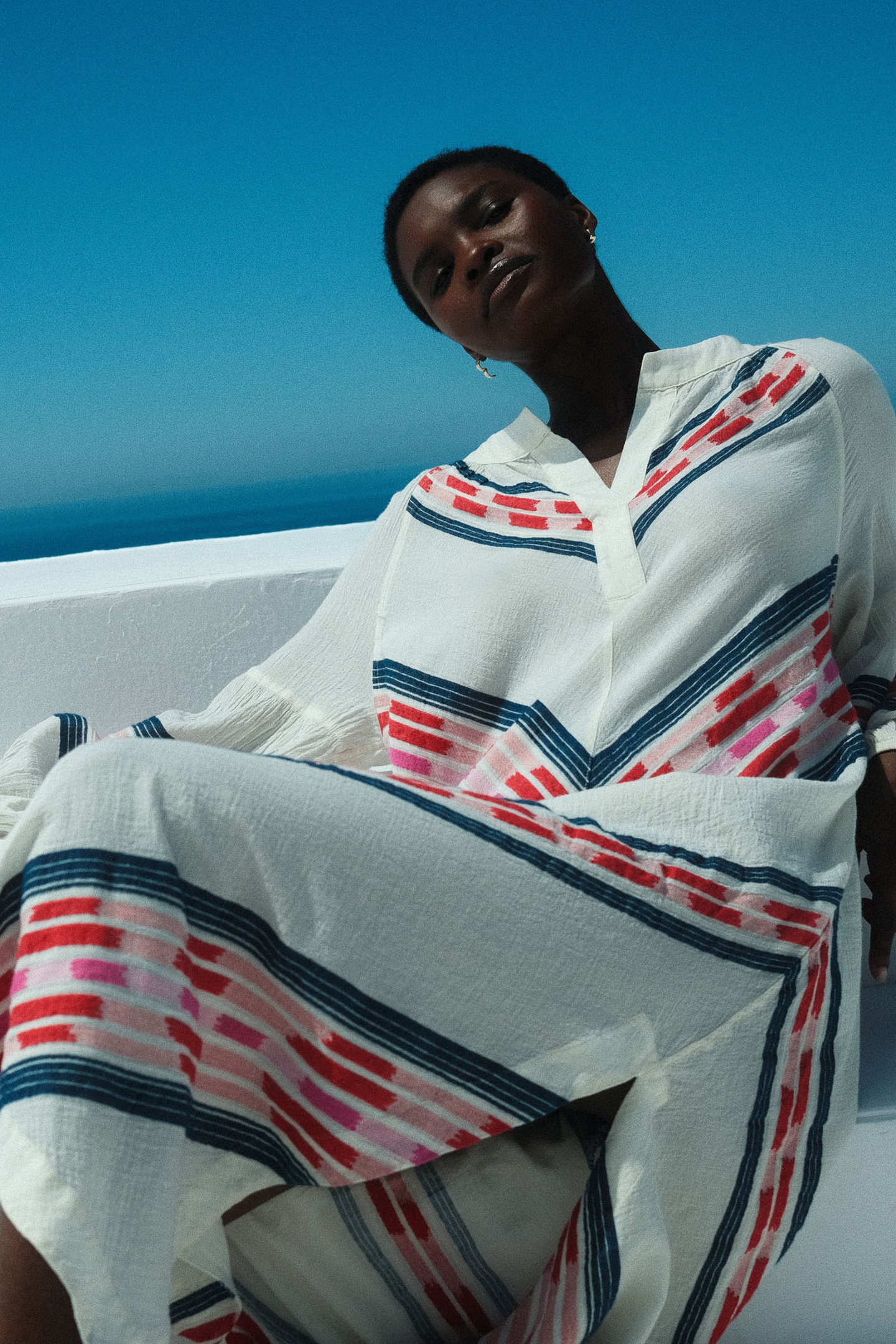 BELOVED LONG DRESS JACQUARD NAVY RED 8