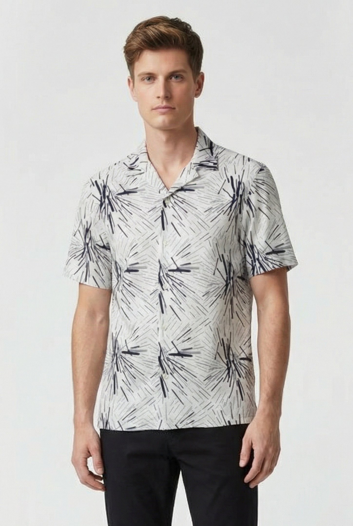 SPLAT VISCOSE REVERE SHORT SLEEVE WHITE 1