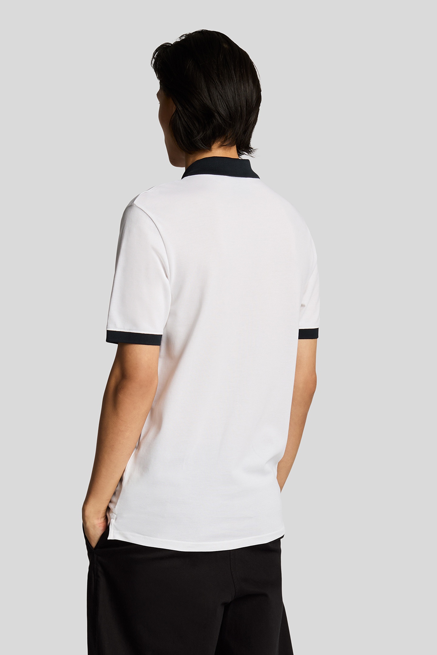 SUPERFINE RINGER POLO SHIRT WHITE/DARK NAVY 2