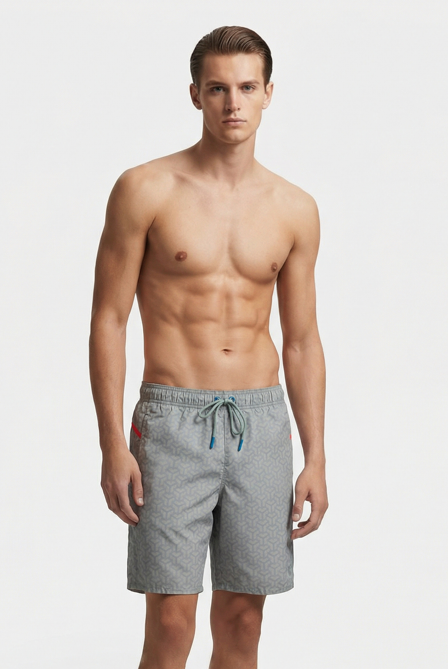 MEN'S ARENA PRO_FILE BEACH BERMUDA PRINT JADE-FLUO RED by Arena