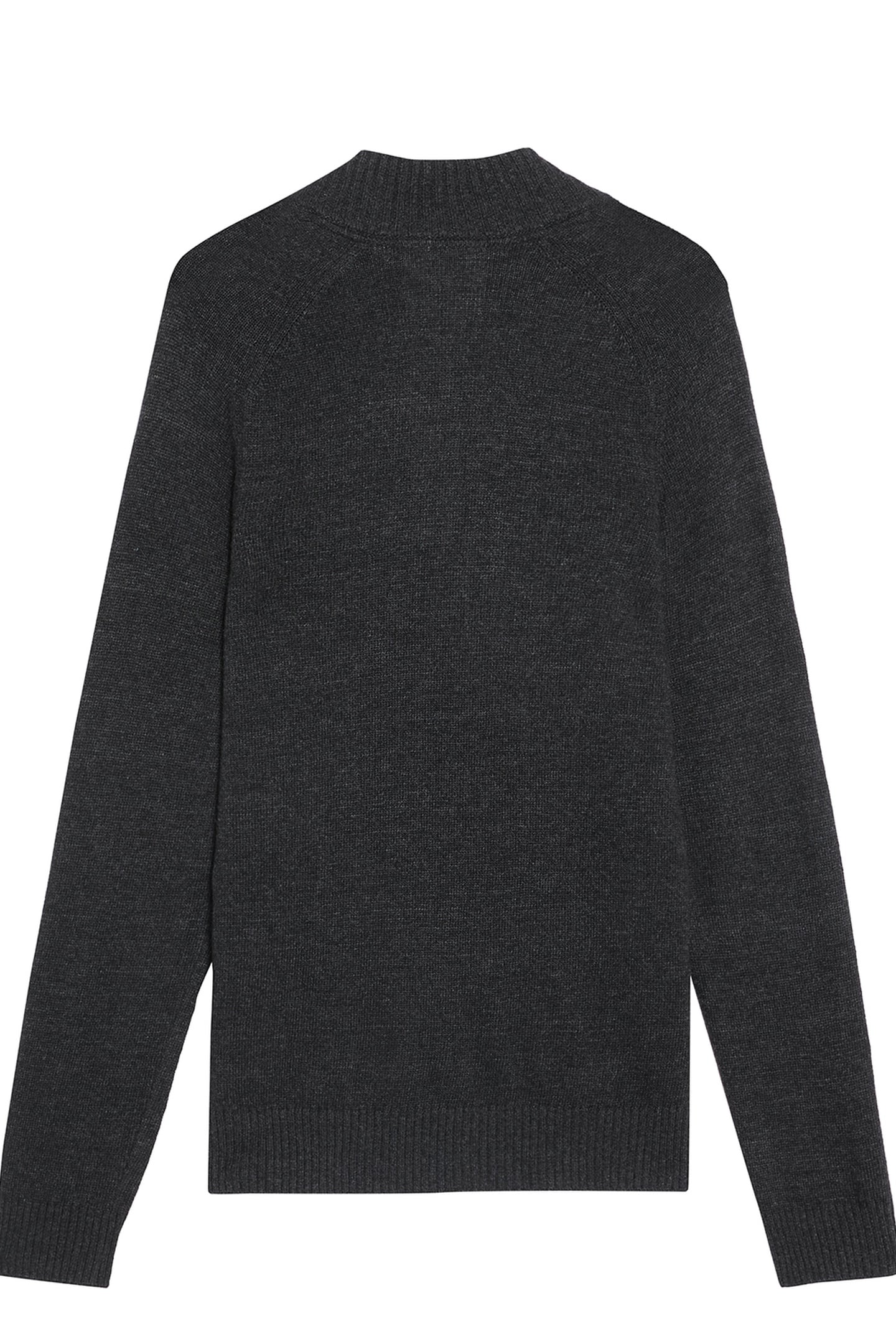 SADDLE SLEEVE QUARTER ZIP JUMPER BLACK HEATHER 2