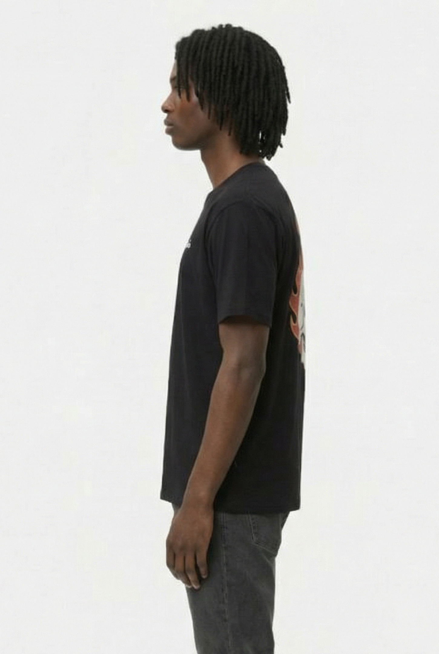 FLAMING SKULL WASHED SS TEE BLACK 3