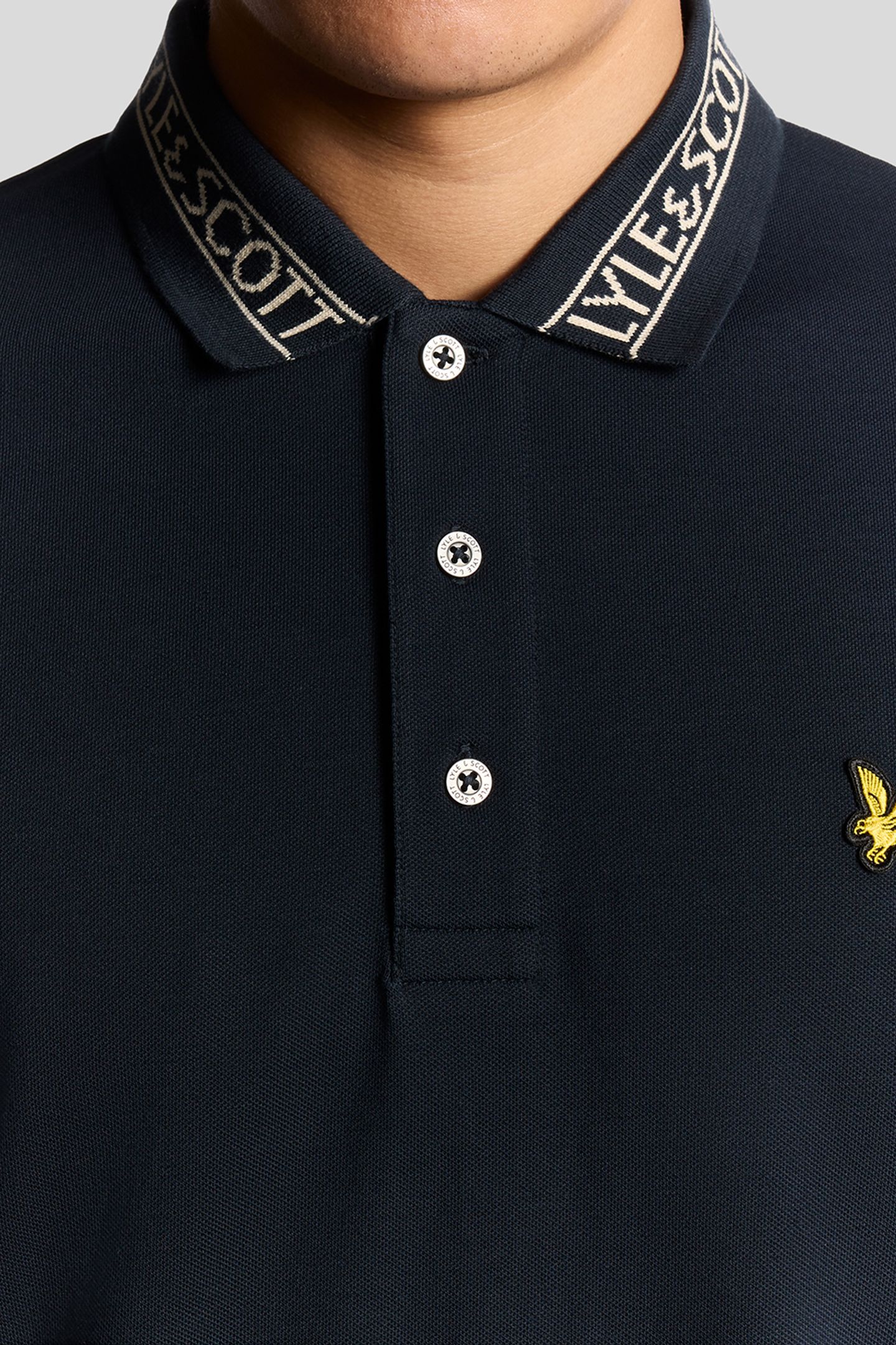 LOGO RIBBED POLO SHIRT DARK NAVY/BONE WHITE 5